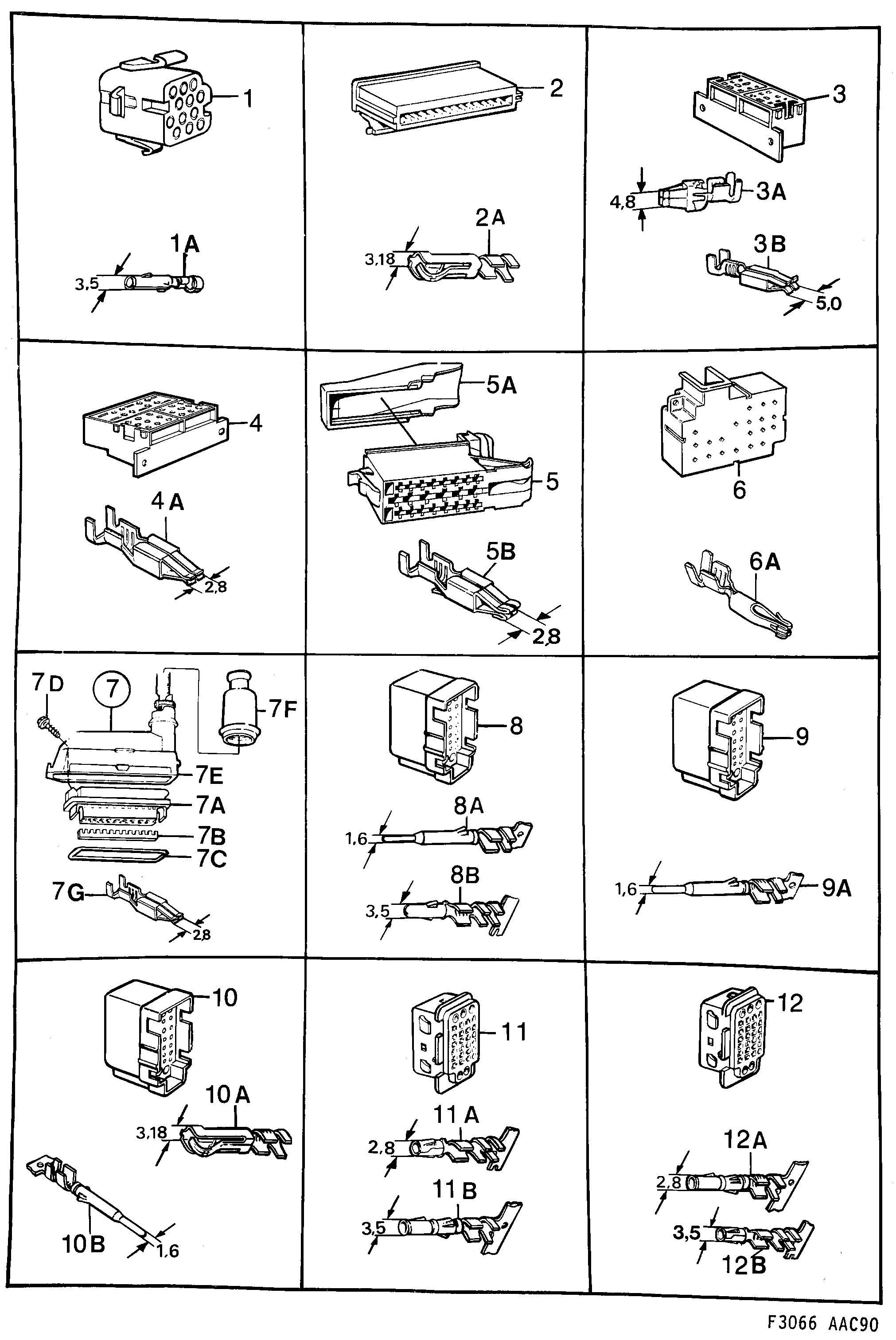 Saab 900 Connector housing etc diagram