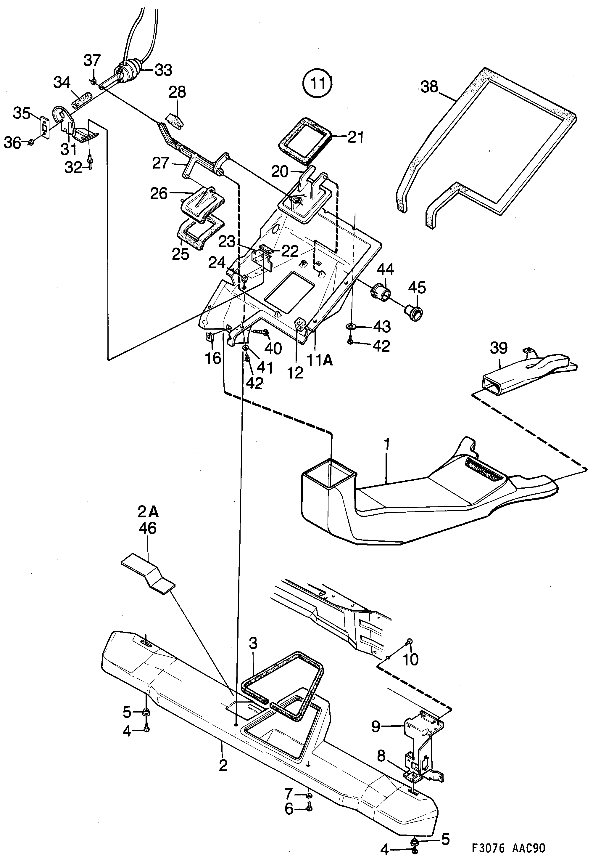 Saab 900 Control Duct, part 1 diagram