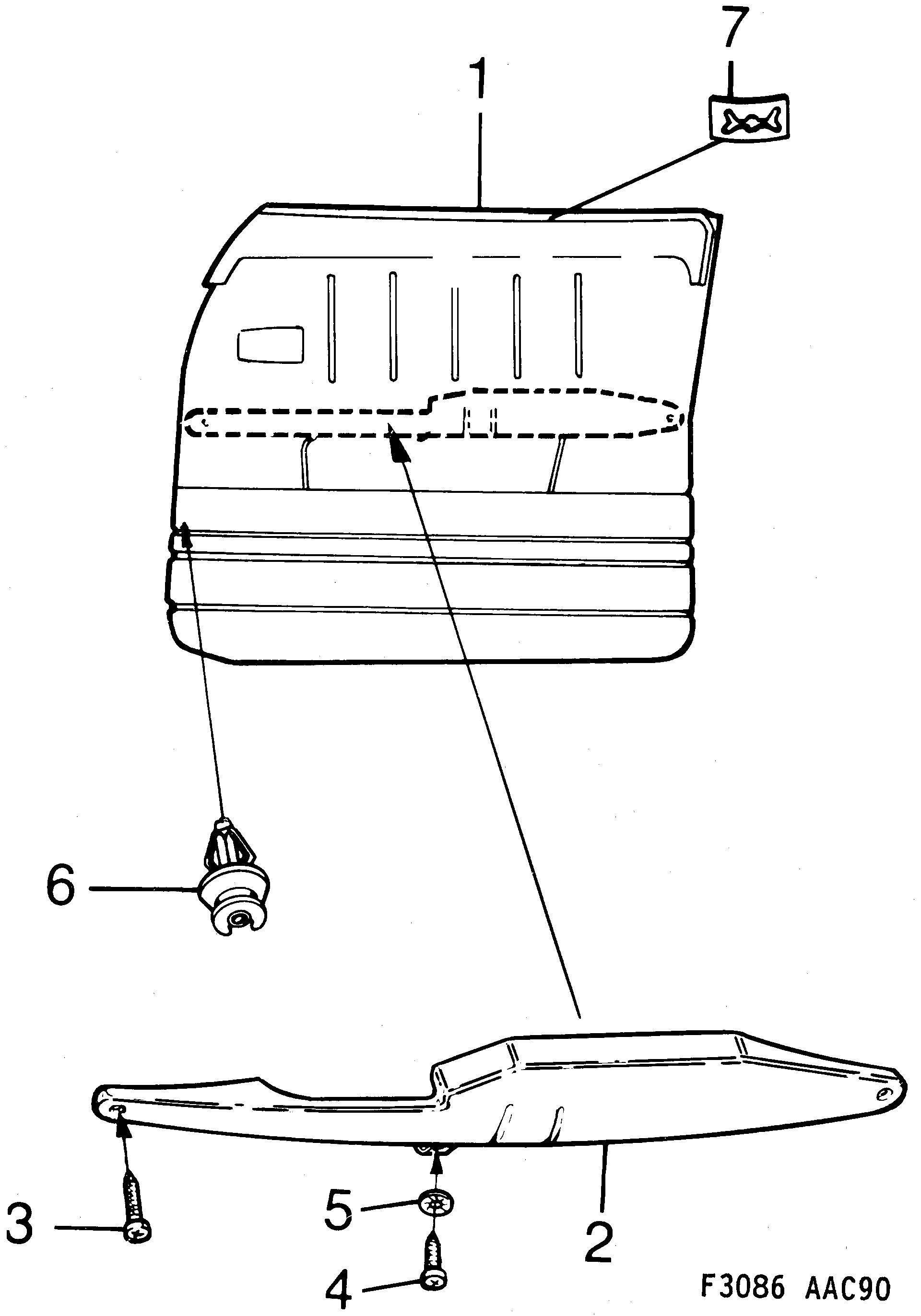 Saab 900 Door panel Front diagram
