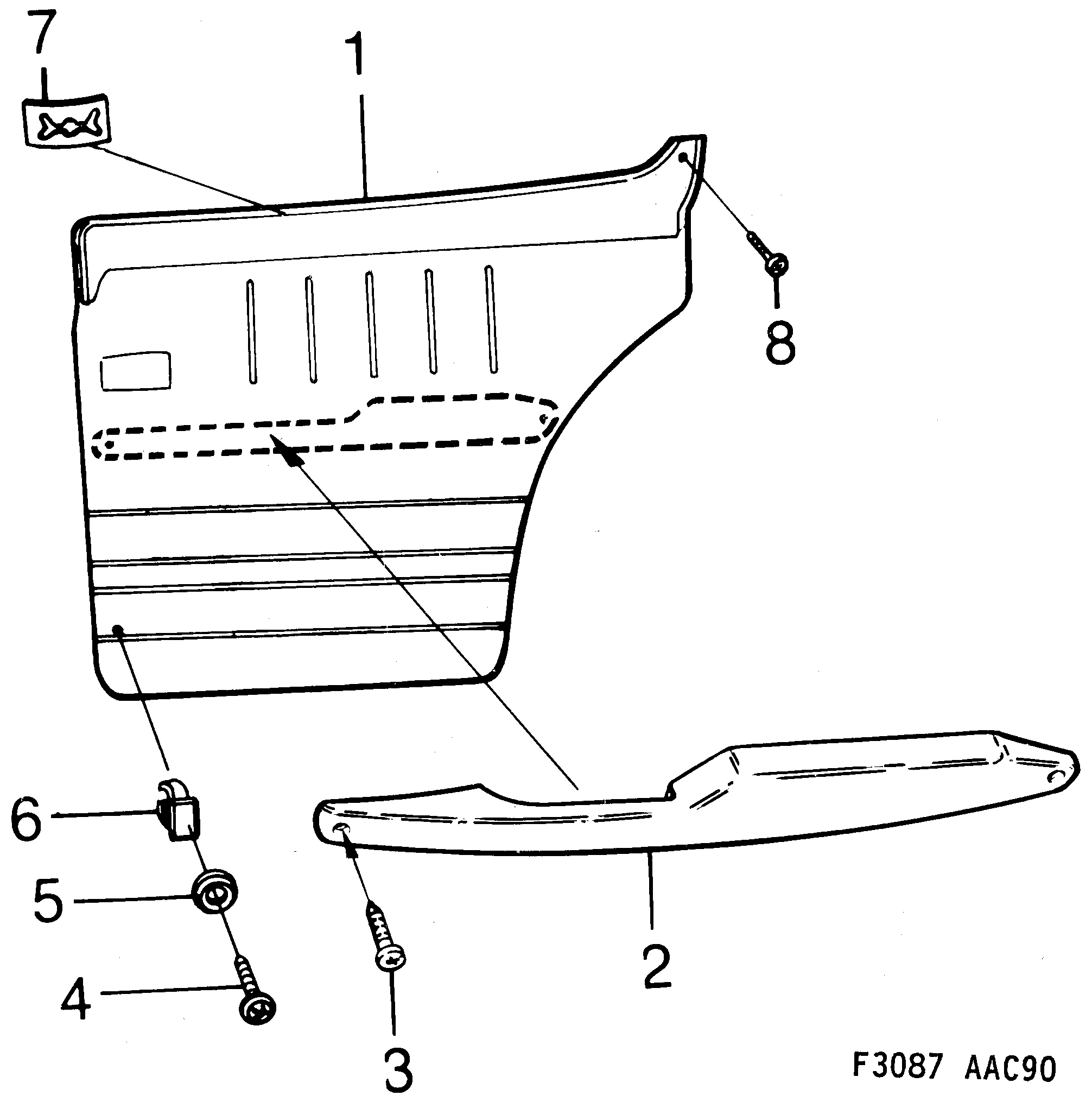 Saab 900 Door panel Rear diagram