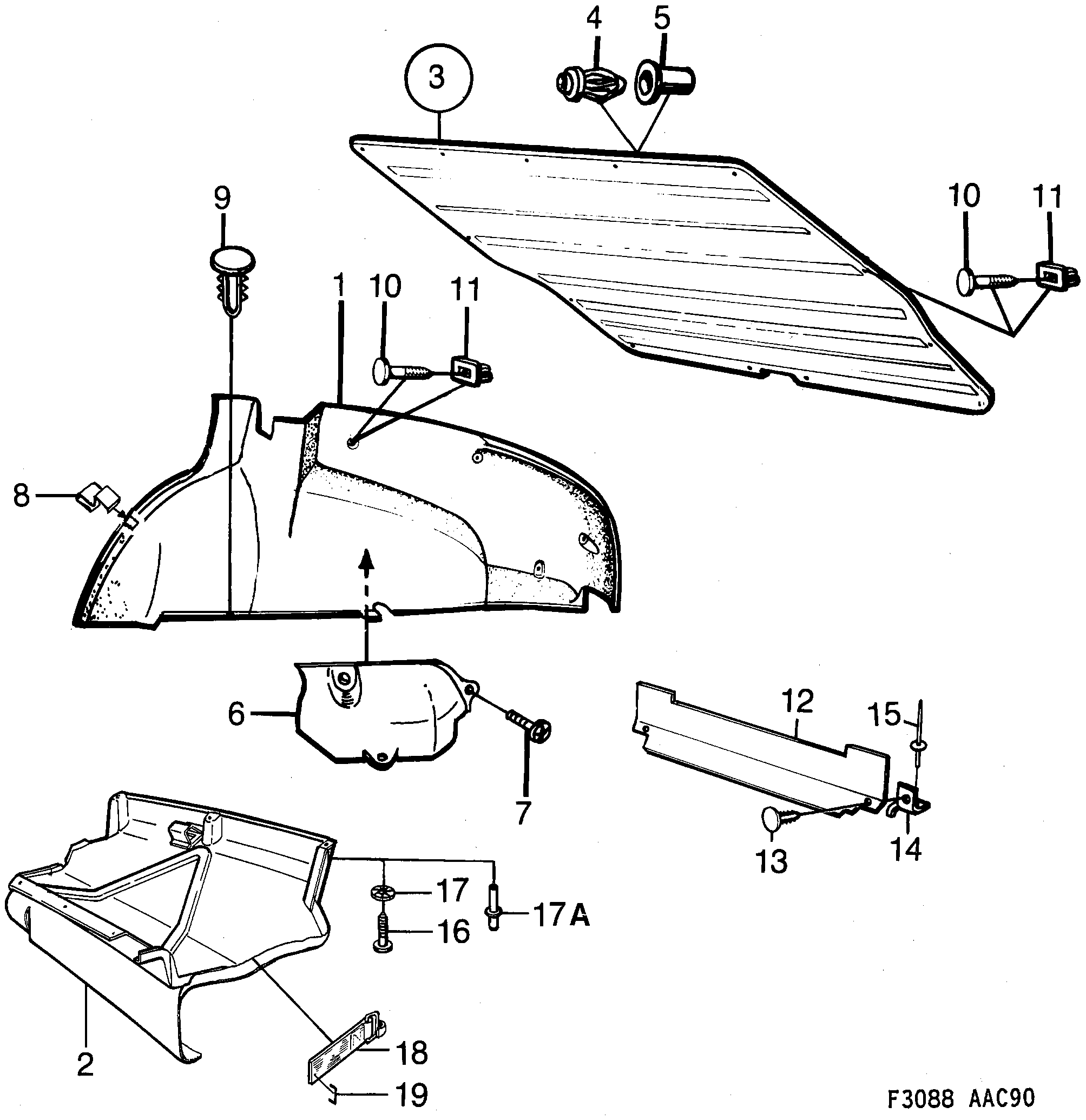 Saab 900 Luggage compartment diagram