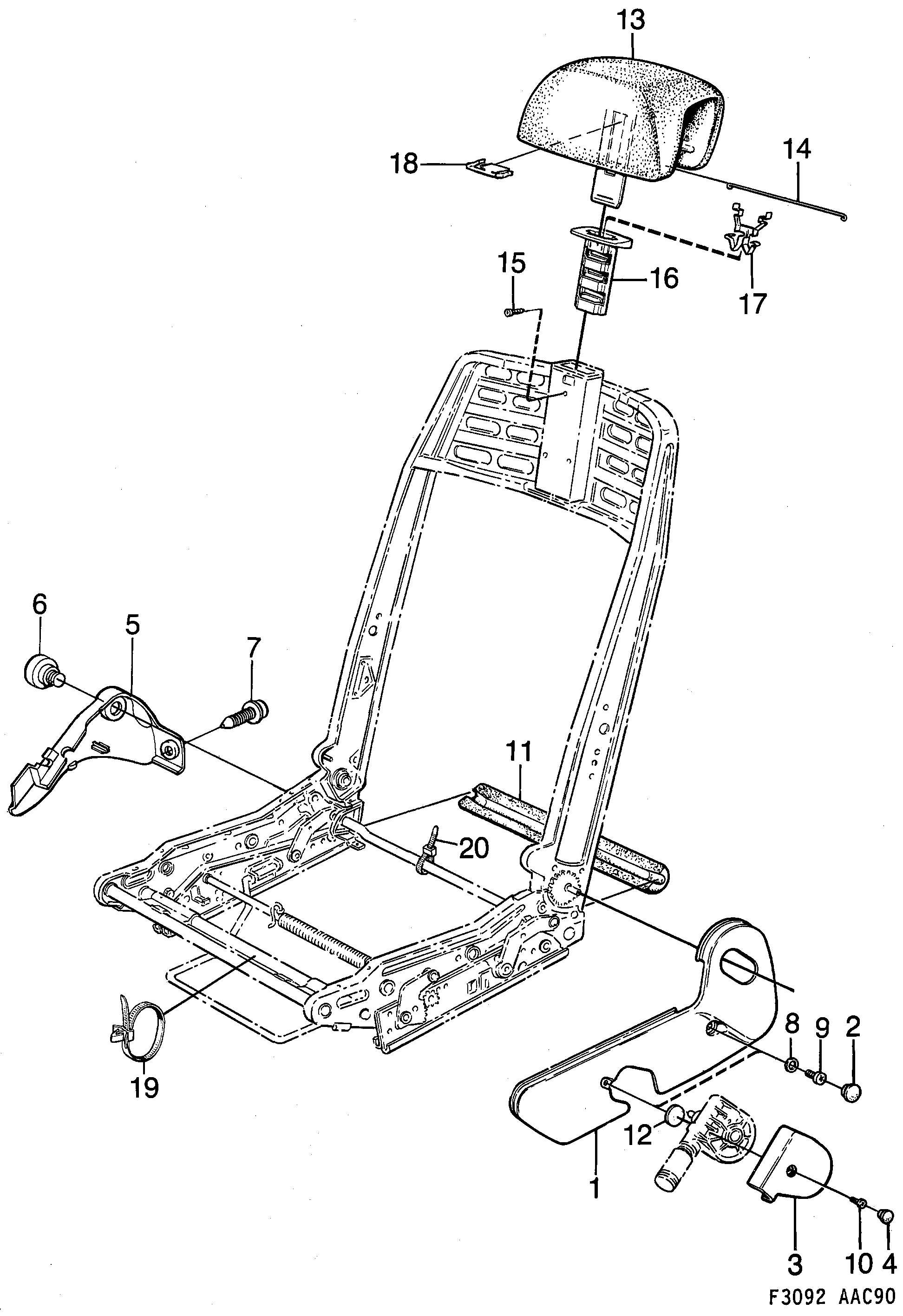Saab 900 Front seats Part 3 Manuel diagram