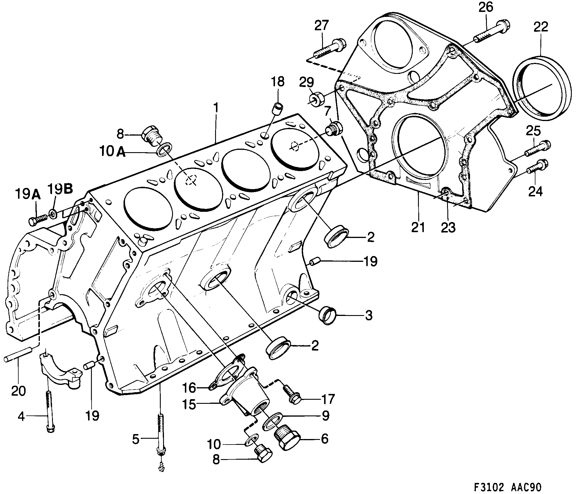 Saab 900 Cylinder block diagram