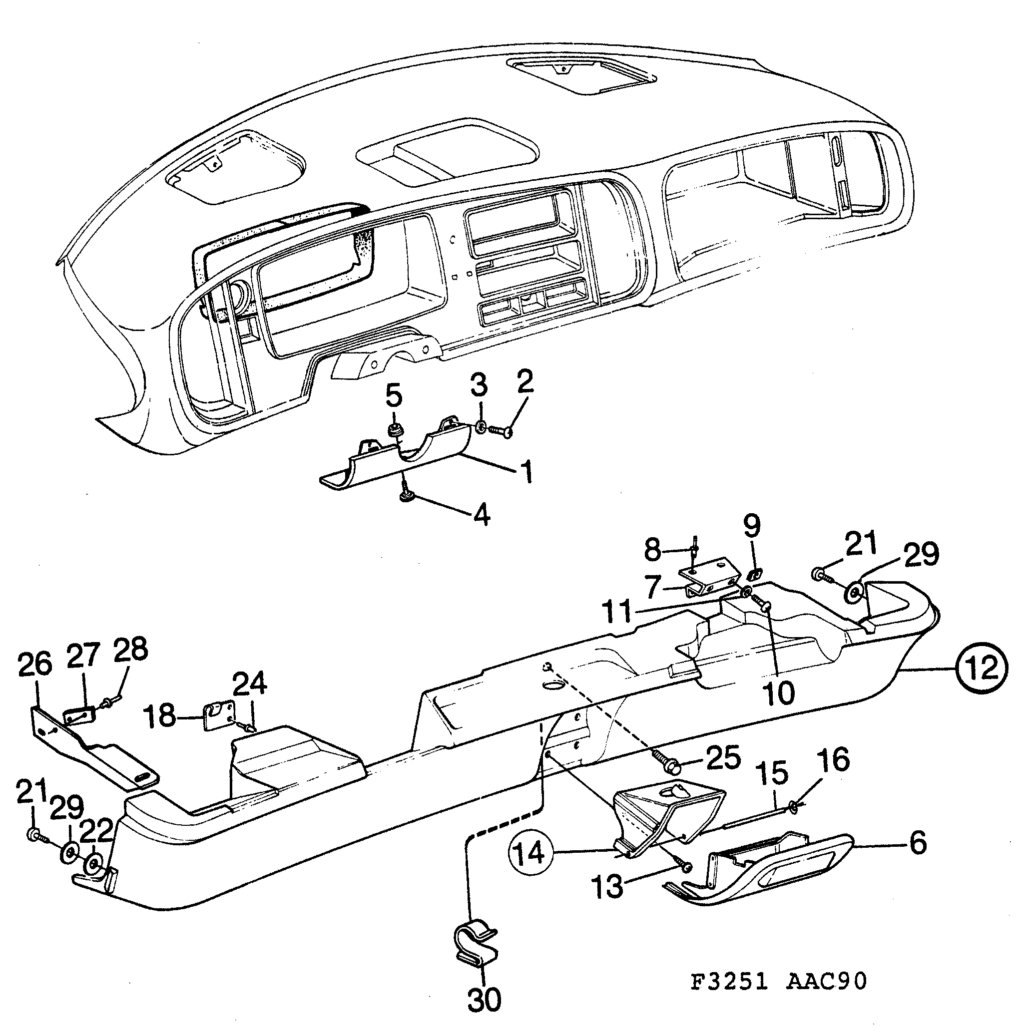 Saab 900 Panel lower diagram