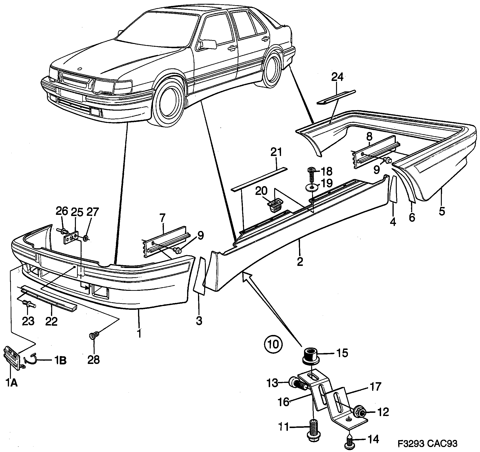 Saab 9000 External details diagram