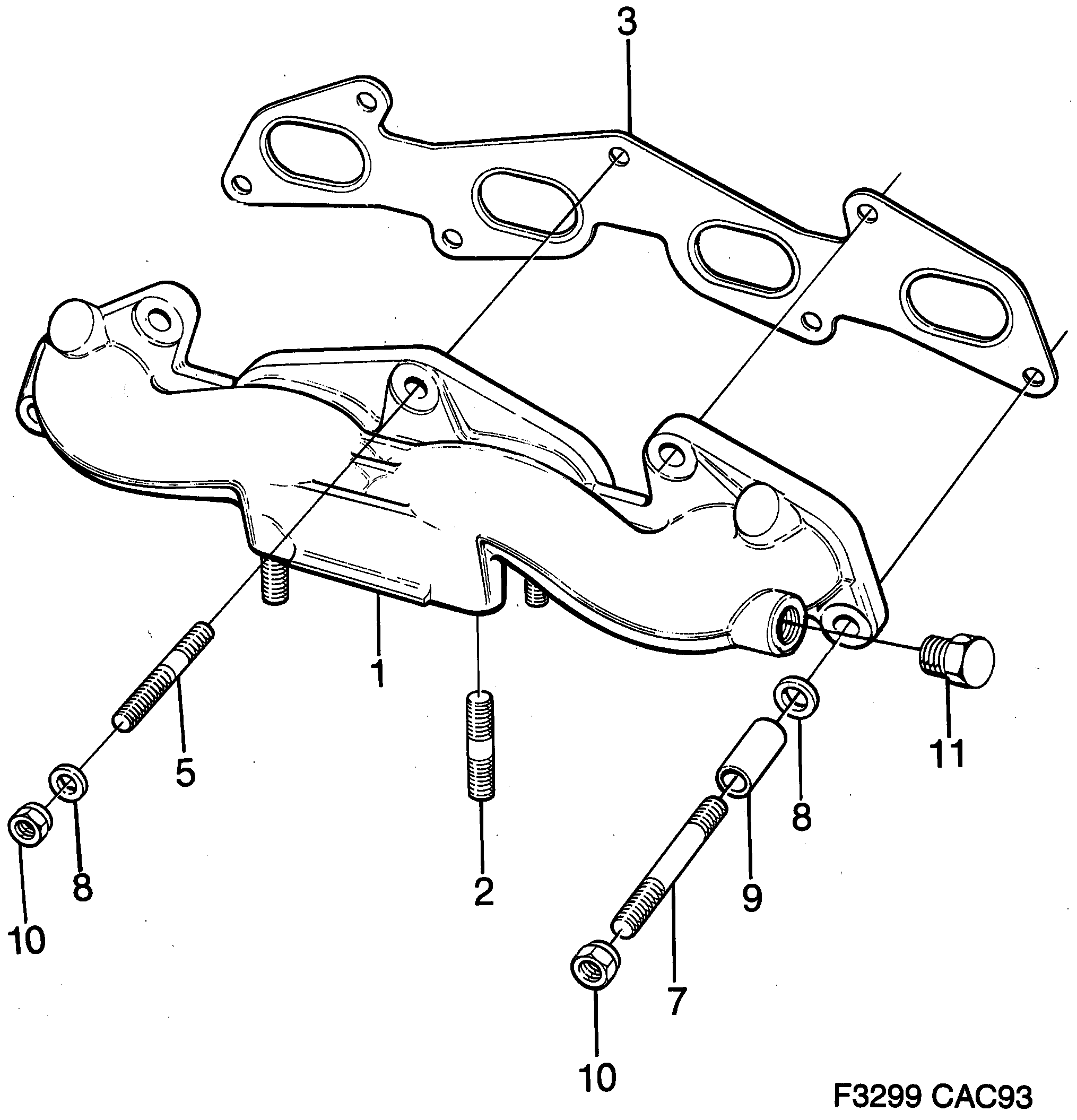 Saab 9000 Exhaust manifold diagram