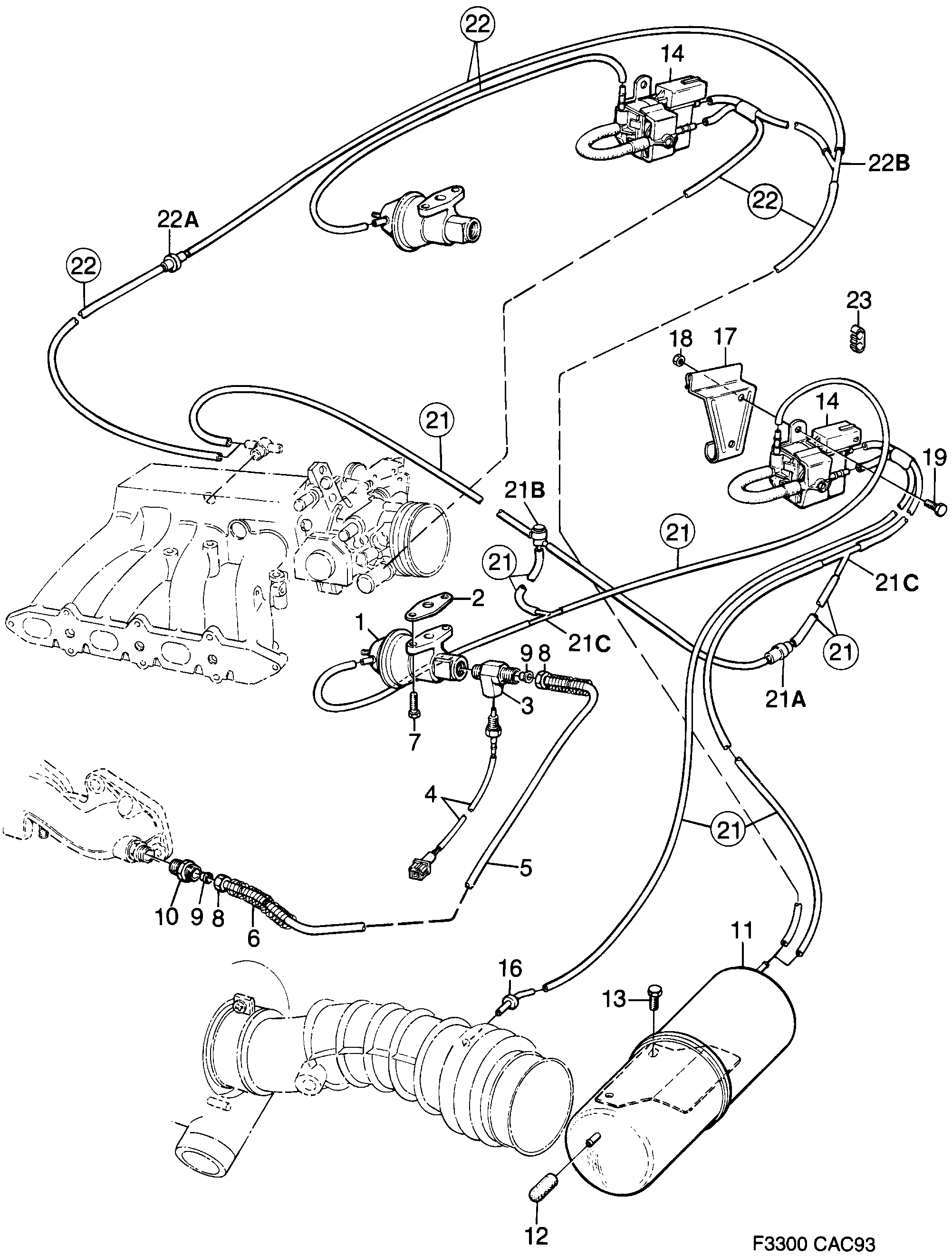 Saab 9000 EGR system Electronic diagram