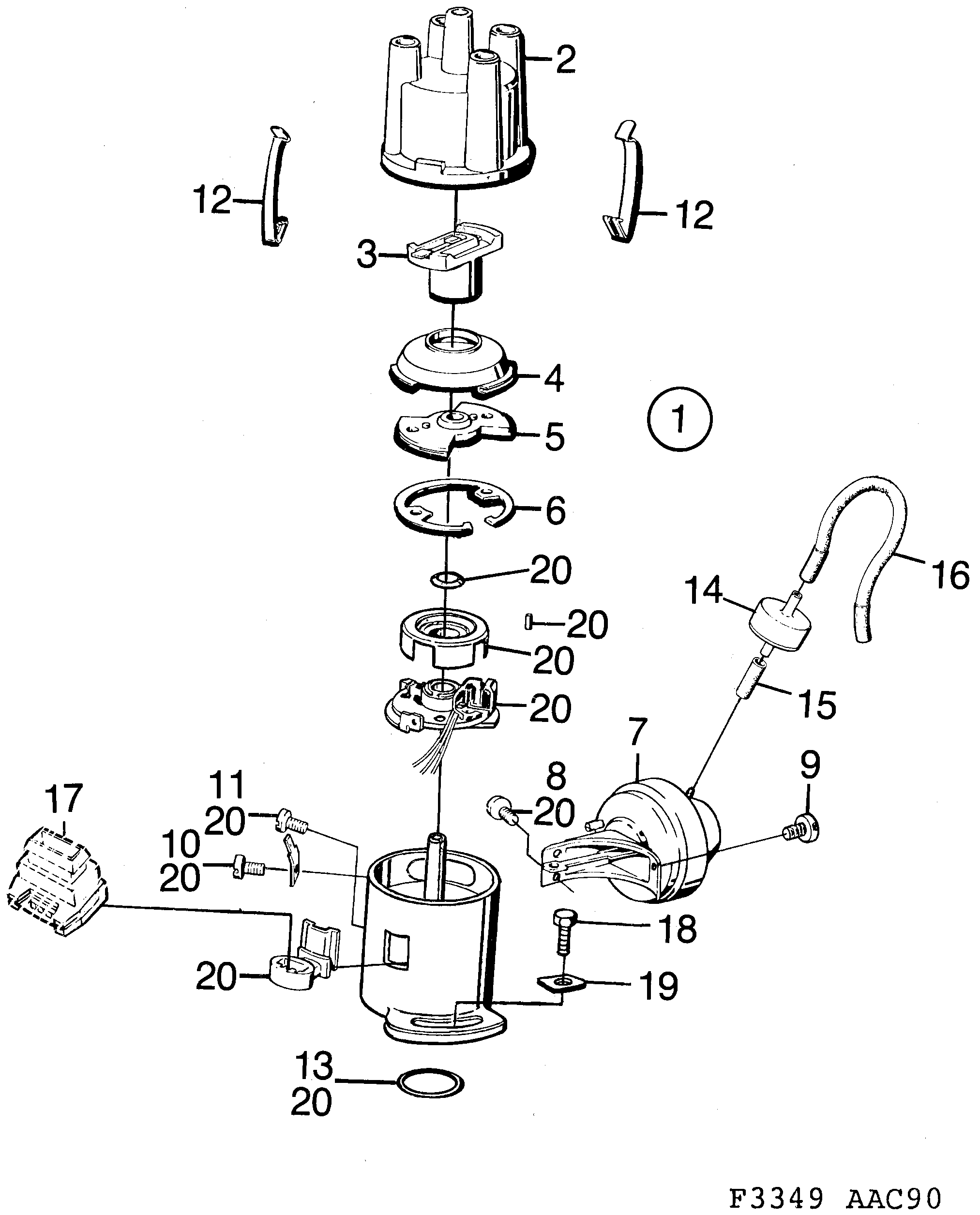 Saab 900 Ignition distributor diagram