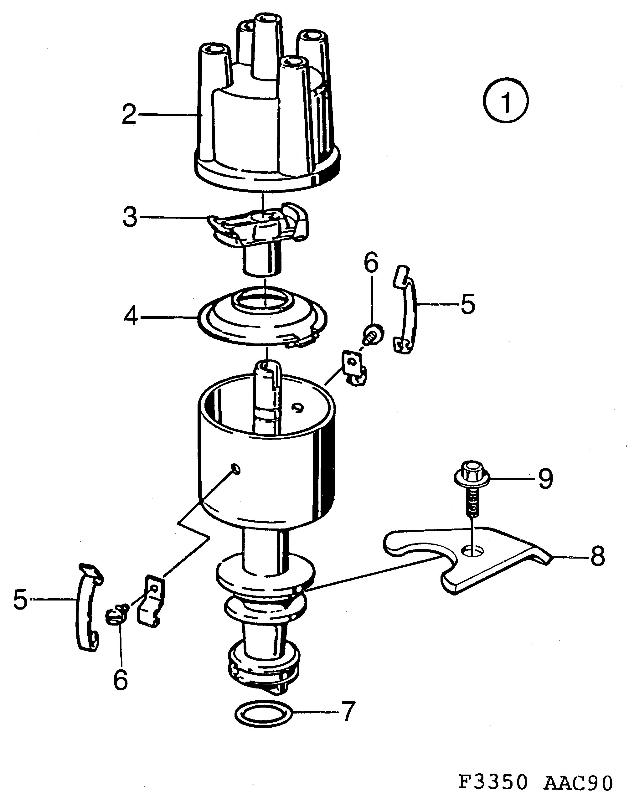 Saab 900 Ignition distributor diagram