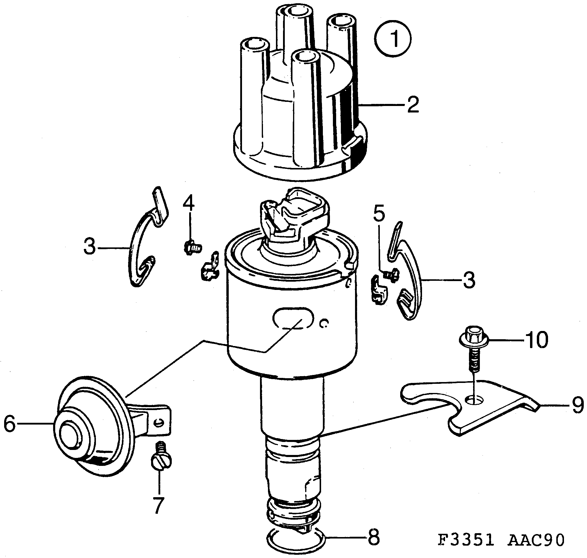 Saab 900 Ignition distributor diagram