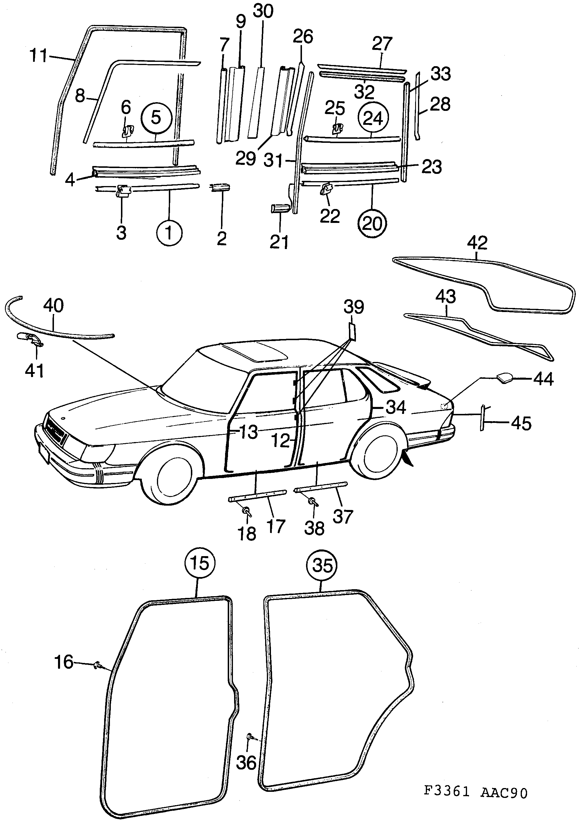 Saab 900 Other sealings diagram