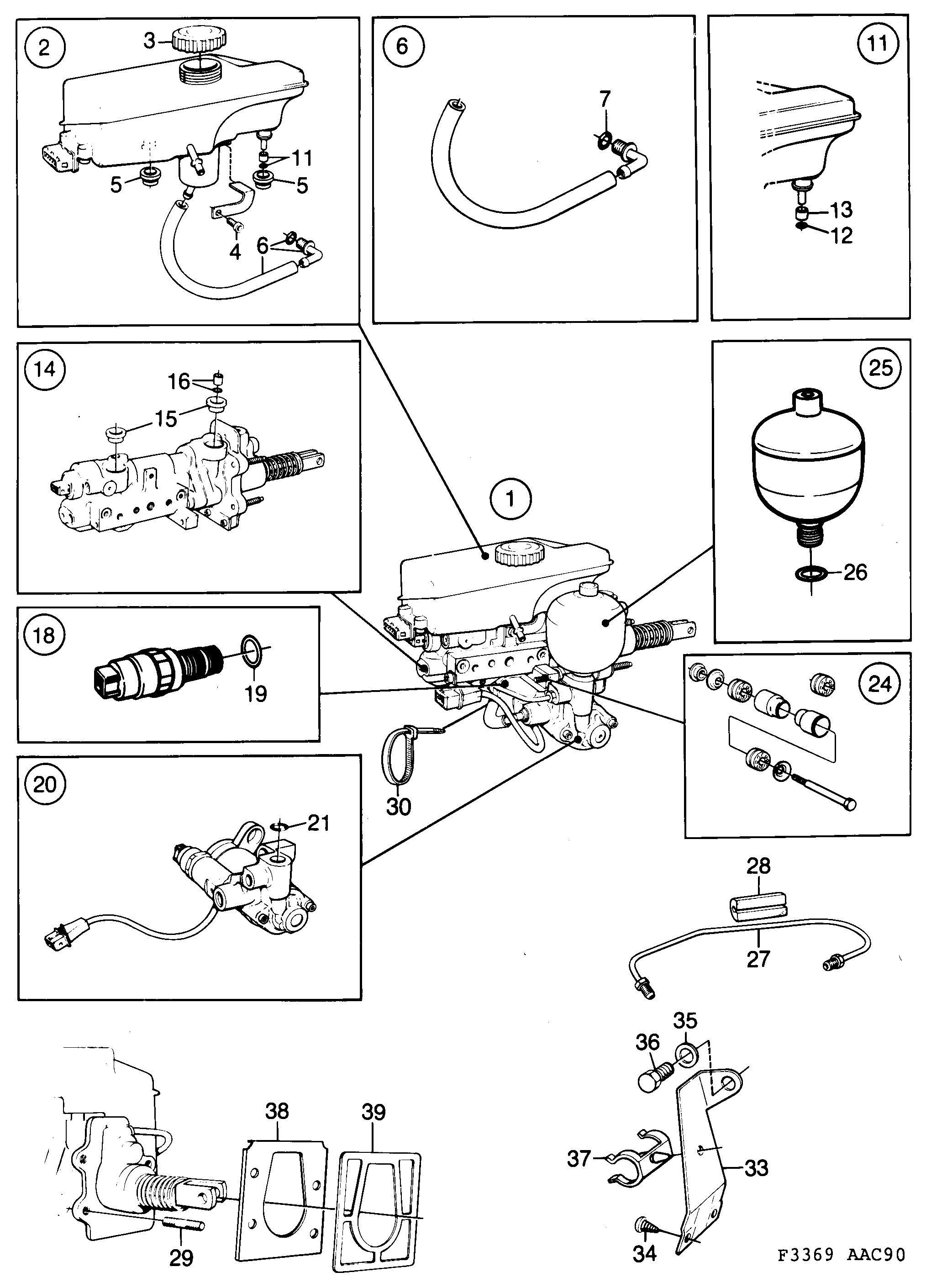 Saab 900 Hydraulic unit ABS diagram