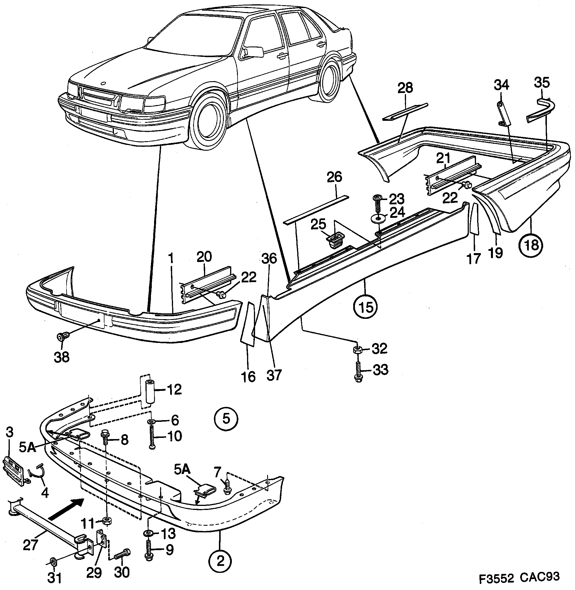 Saab 9000 External details diagram