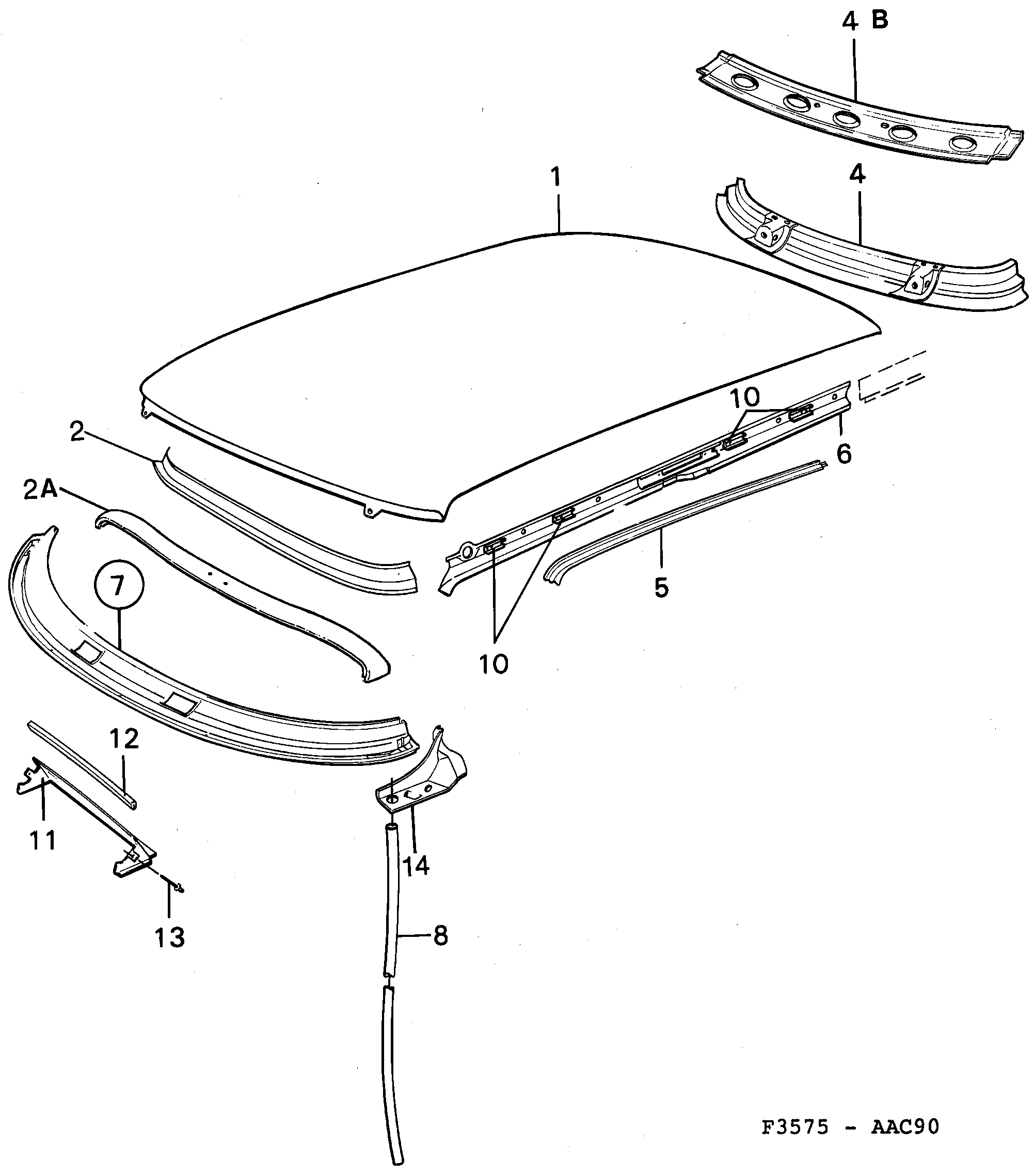 Saab 900 Roof diagram