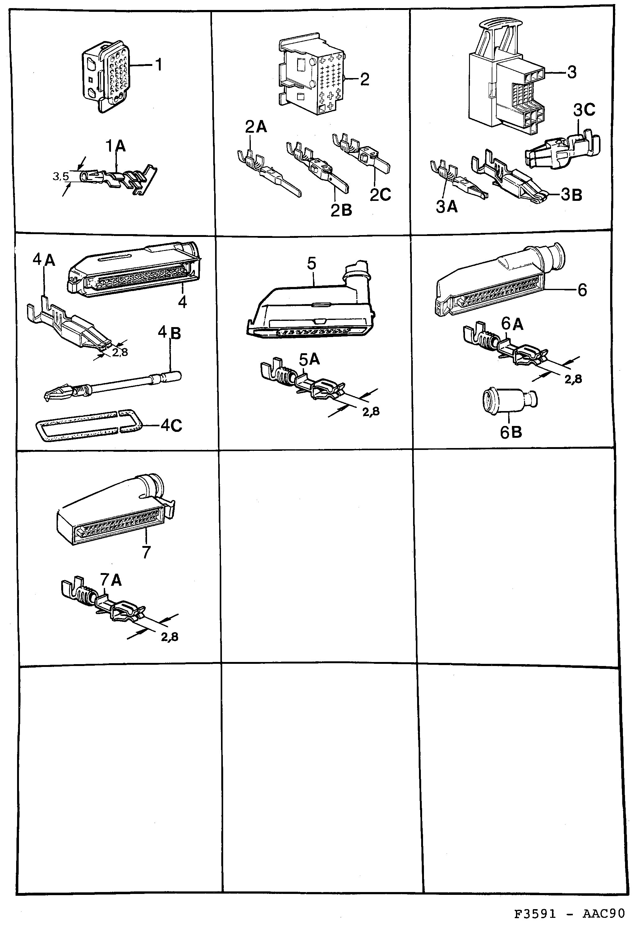 Saab 900 Connector housing etc diagram