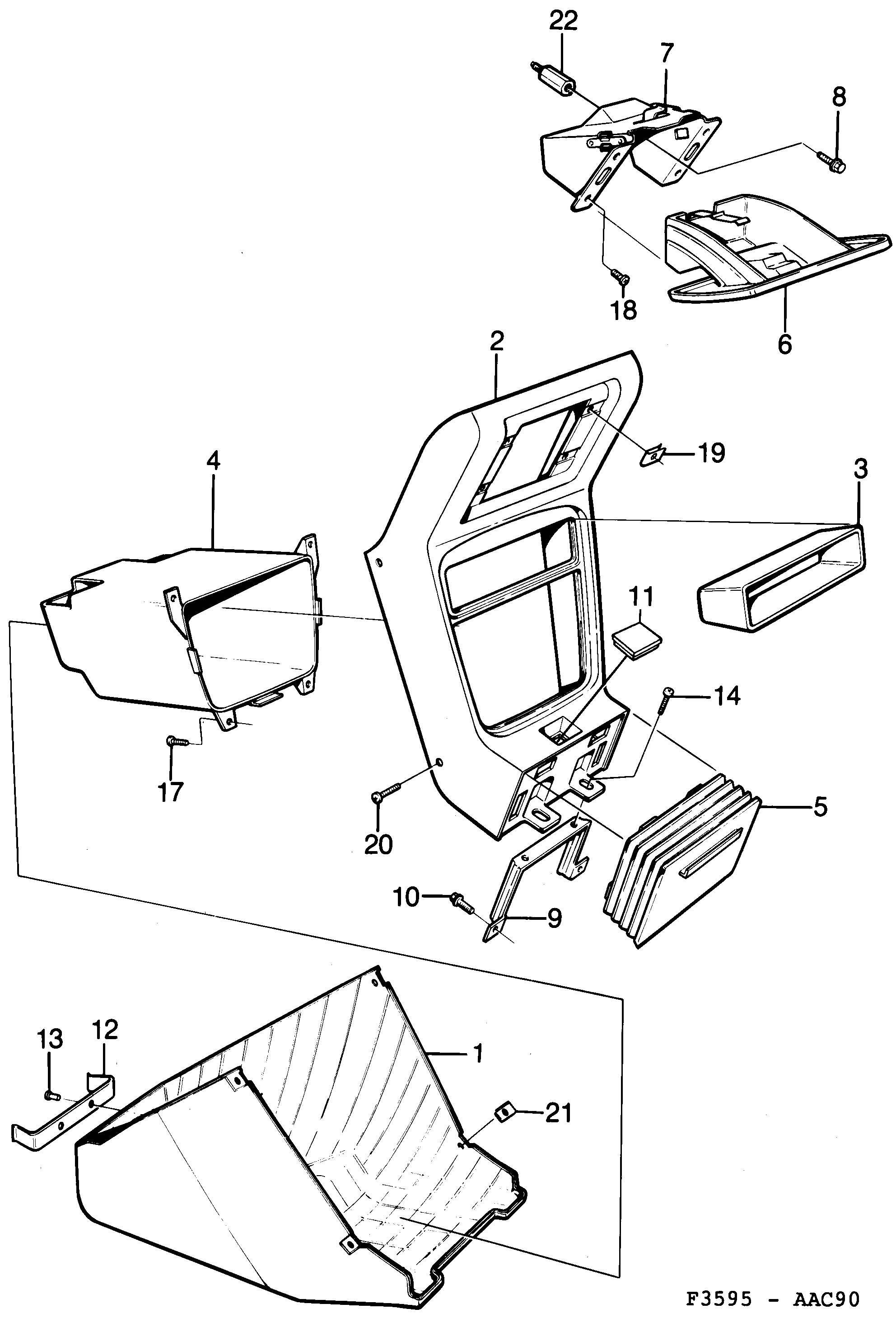 Saab 900 Centre console diagram