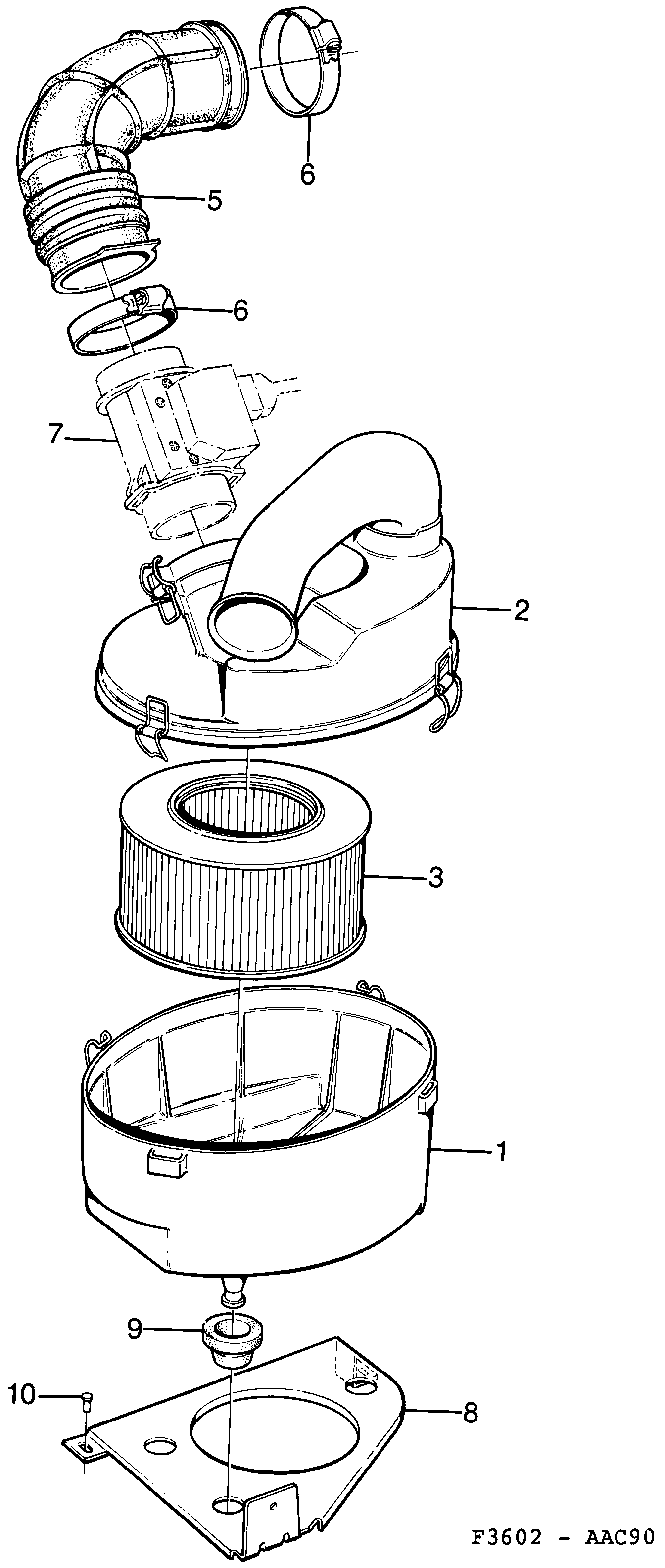 Saab 900 Air cleaner diagram