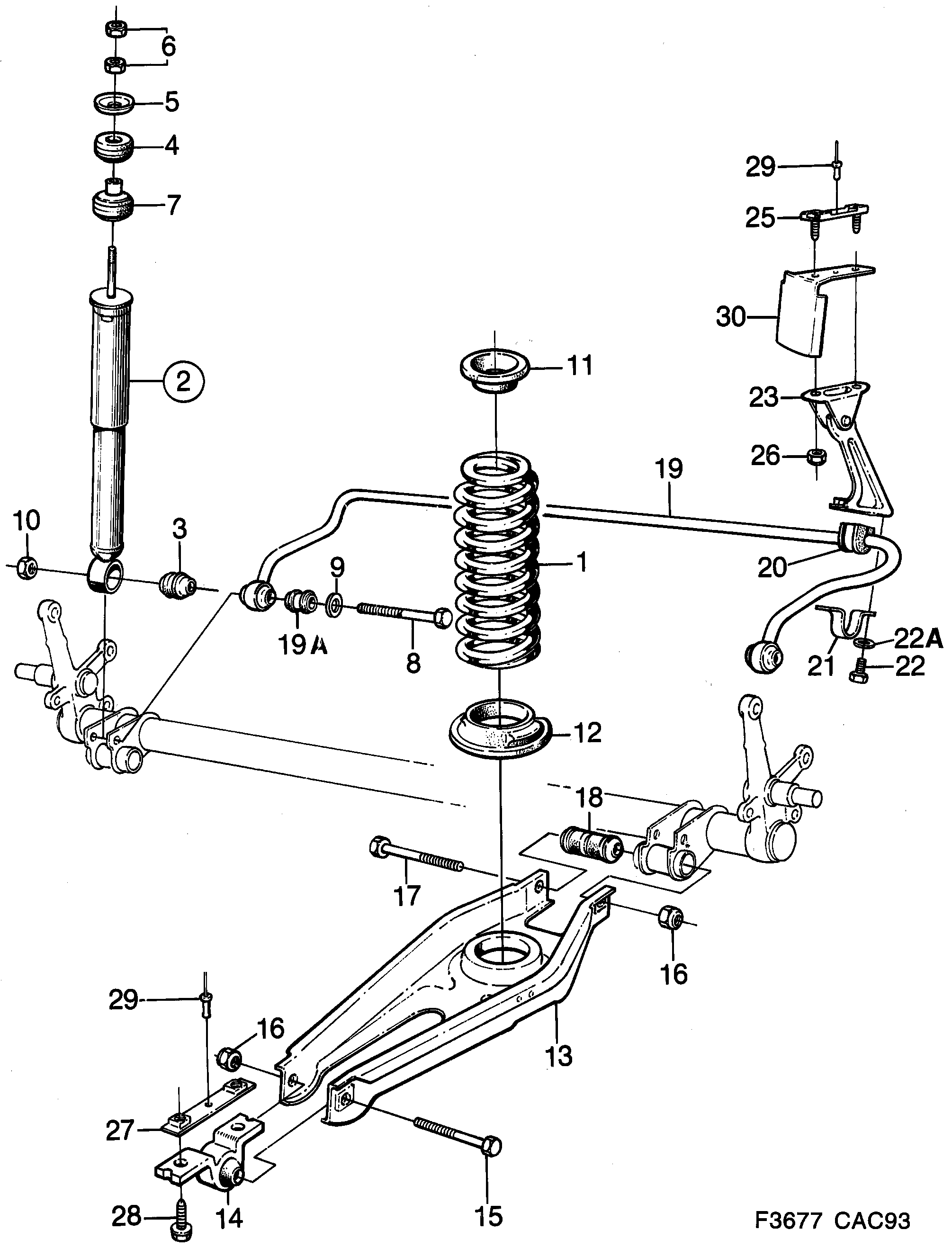 Saab 9000 Rear suspension diagram