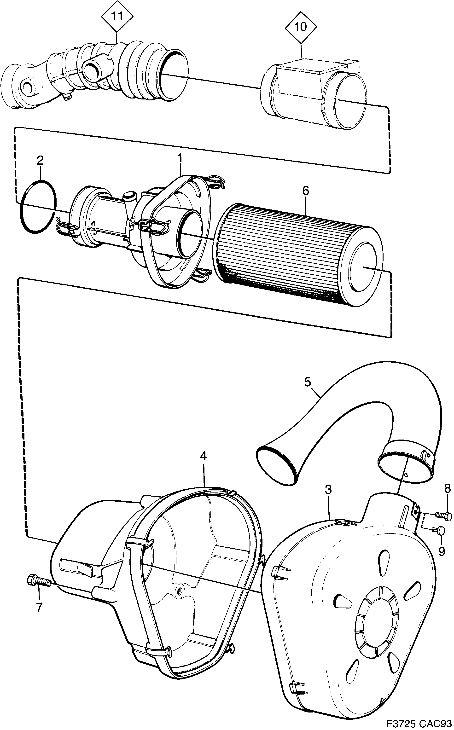 Saab 9000 Air cleaner diagram