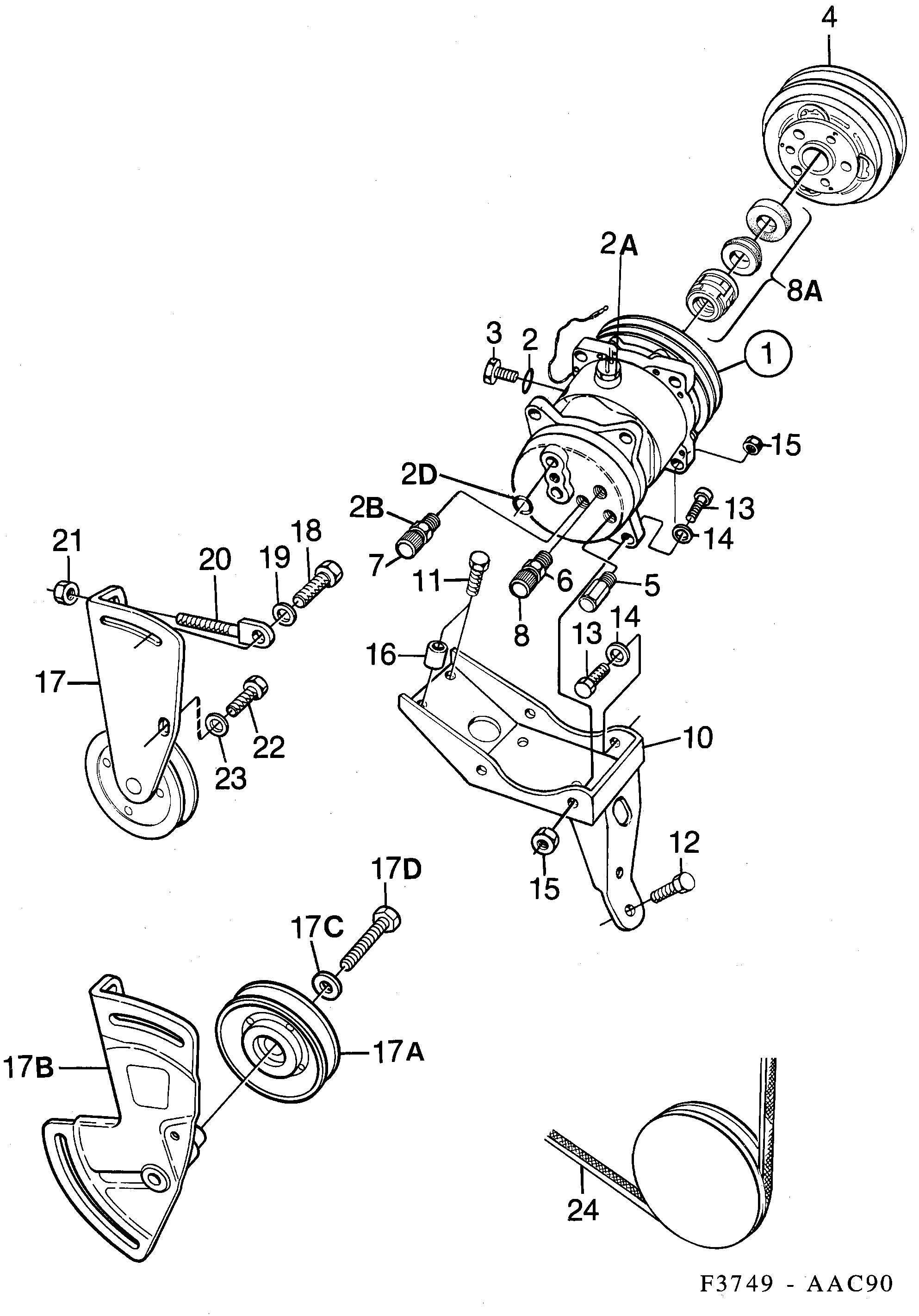 Saab 900 AC compressor diagram