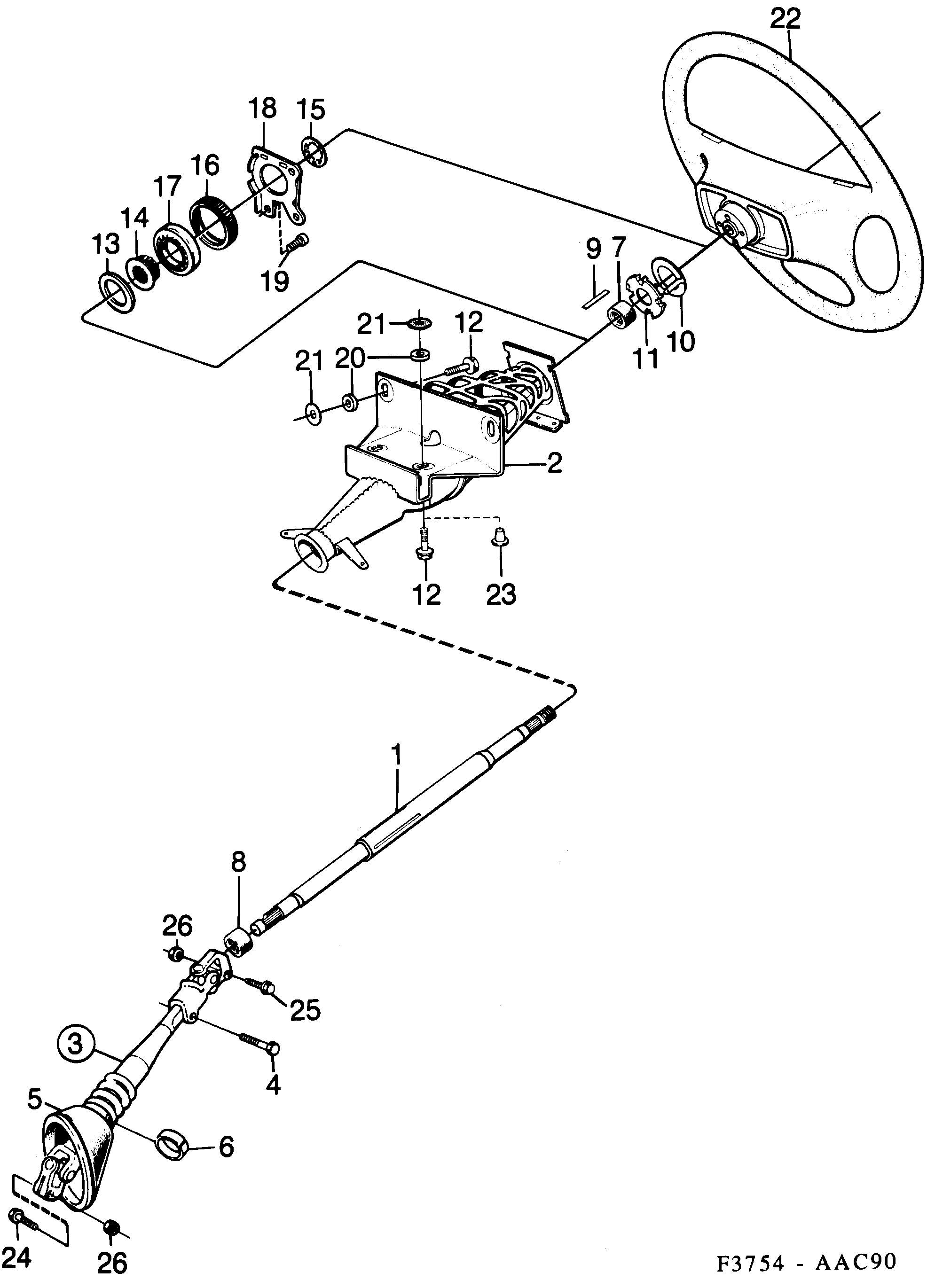 Saab 900 Steering shaft diagram