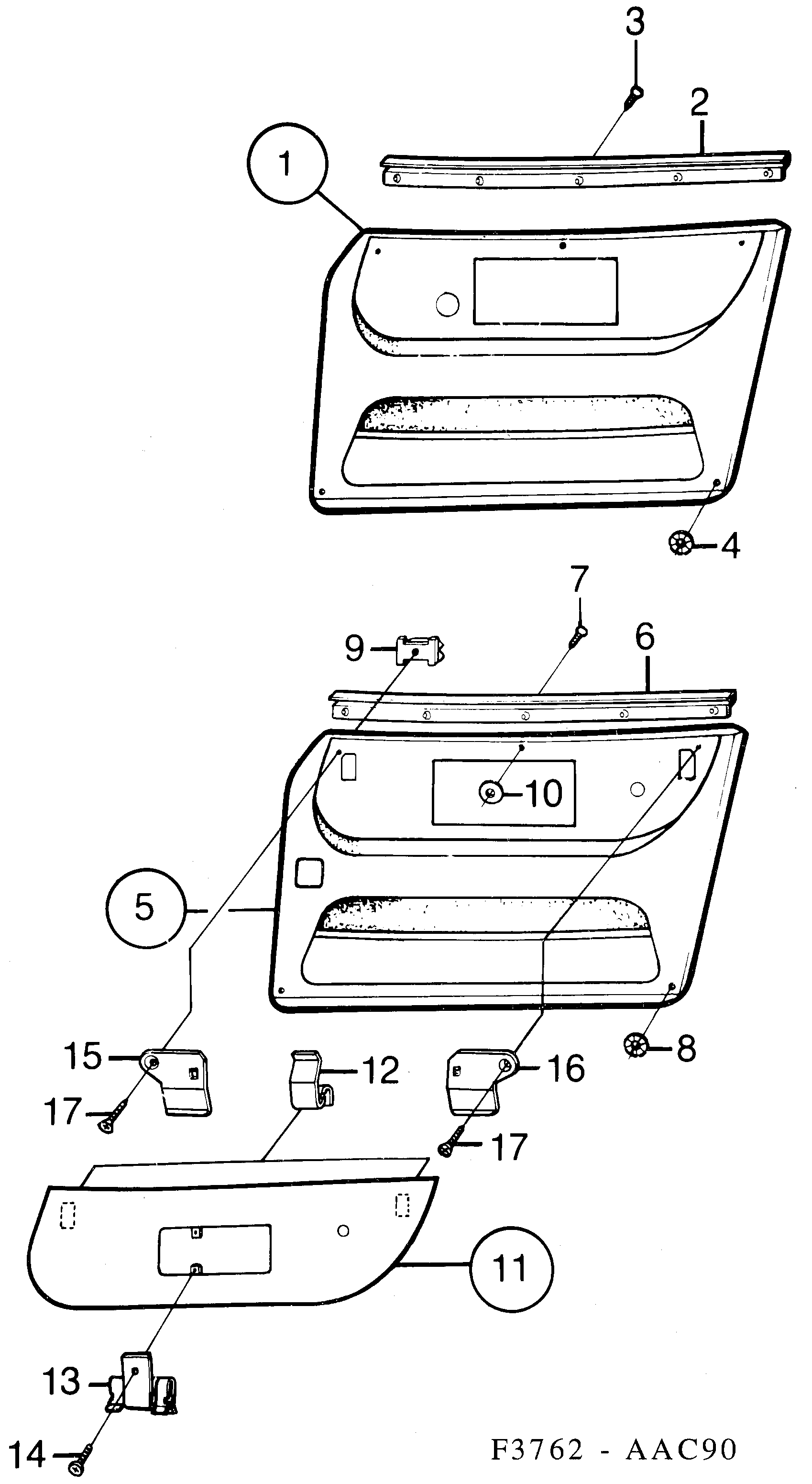Saab 900 Door panel Front diagram