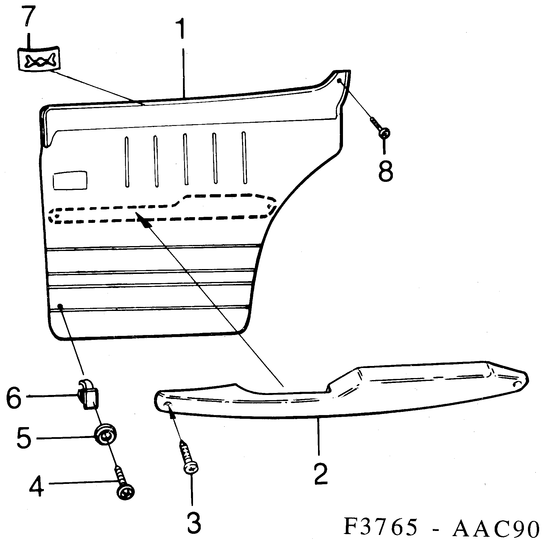 Saab 900 Door panel Rear diagram