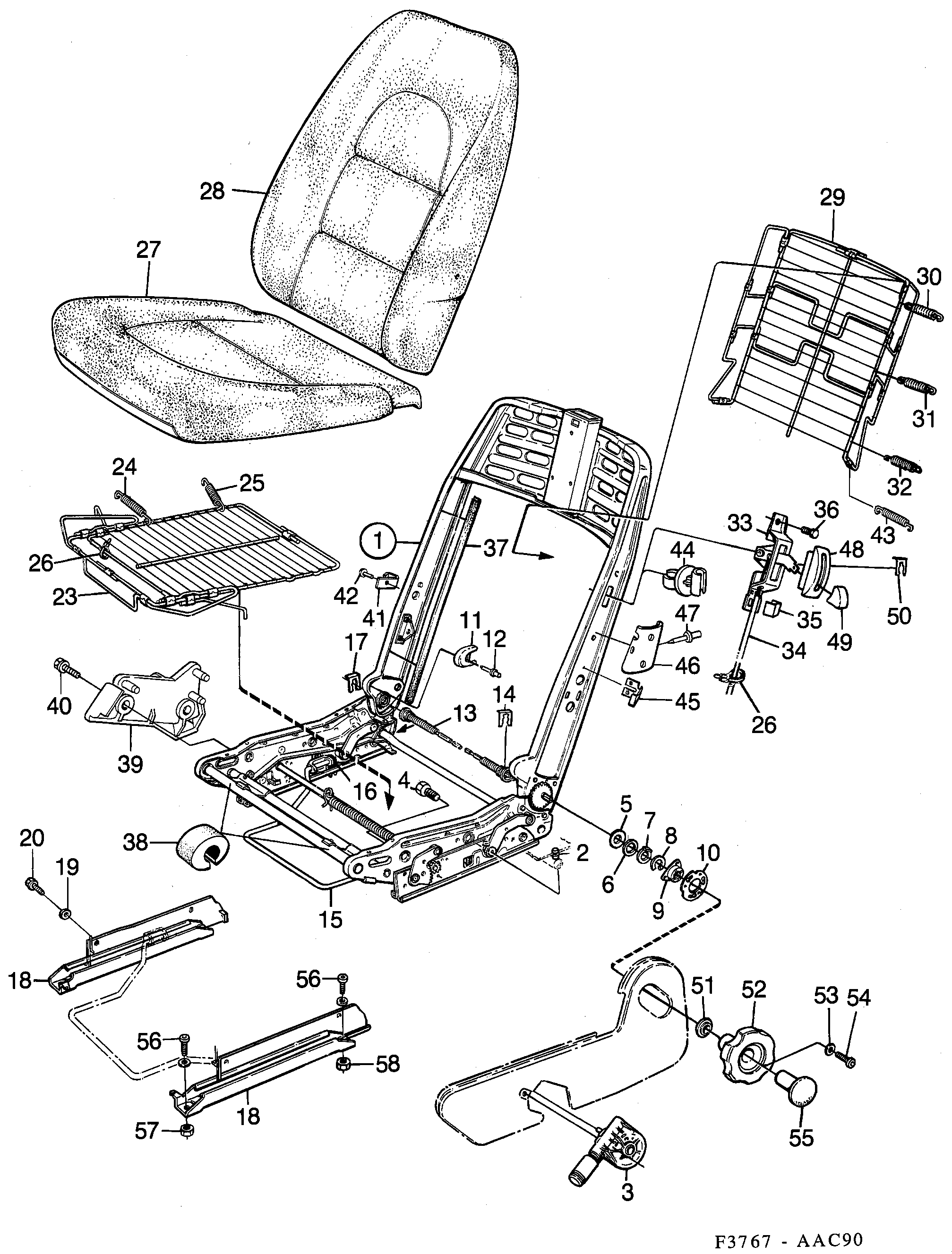 Saab 900 Front seats Part 2 Manuel diagram