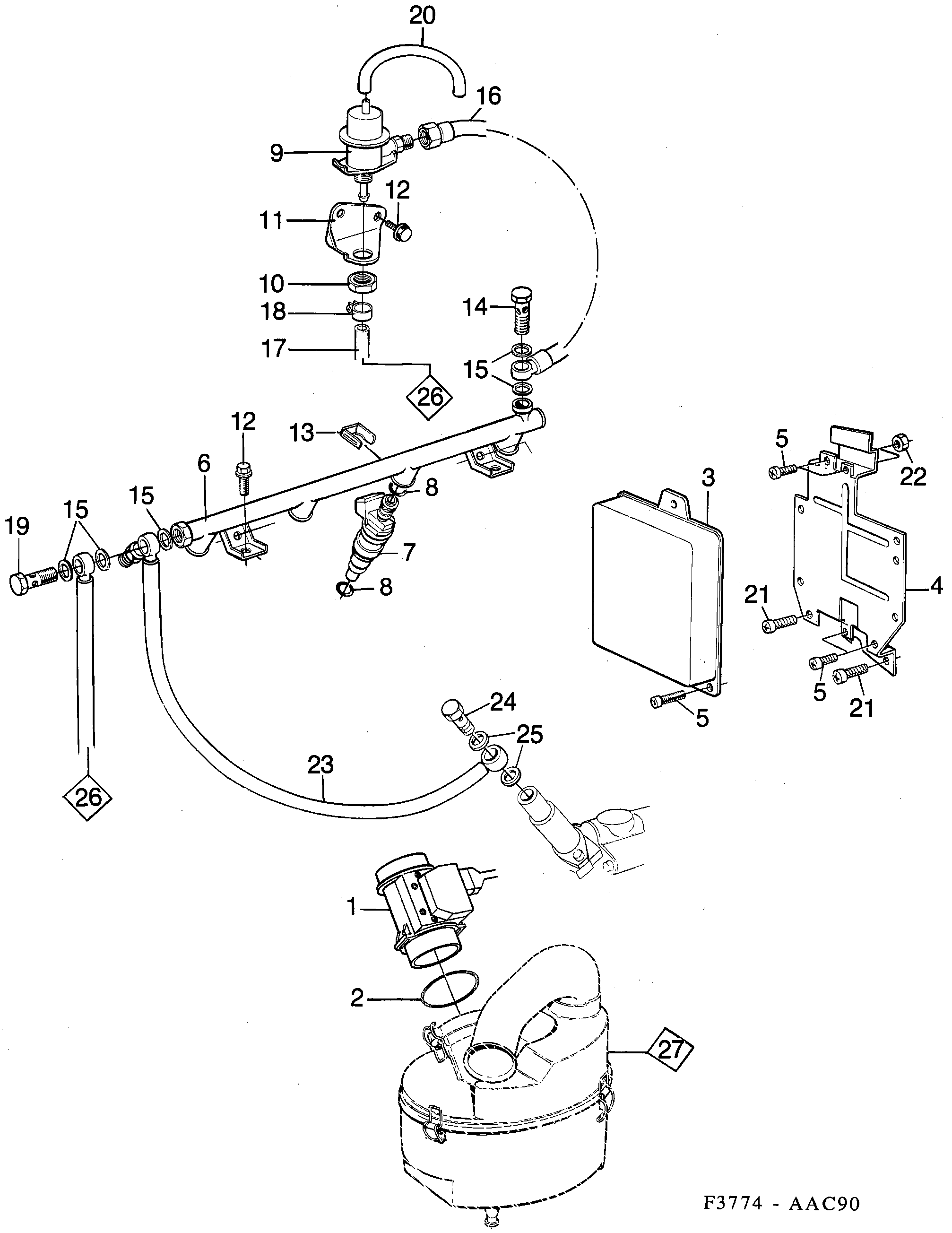 Saab 900 Mass air flow sensor diagram
