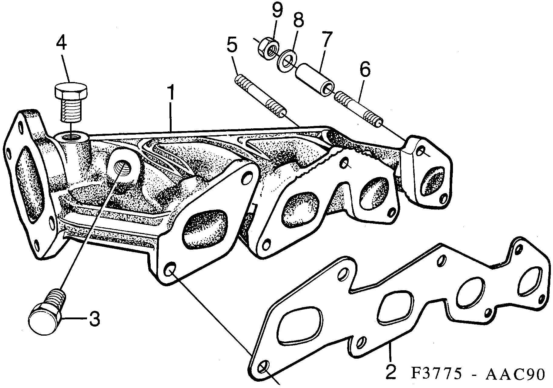 Saab 900 Exhaust manifold diagram