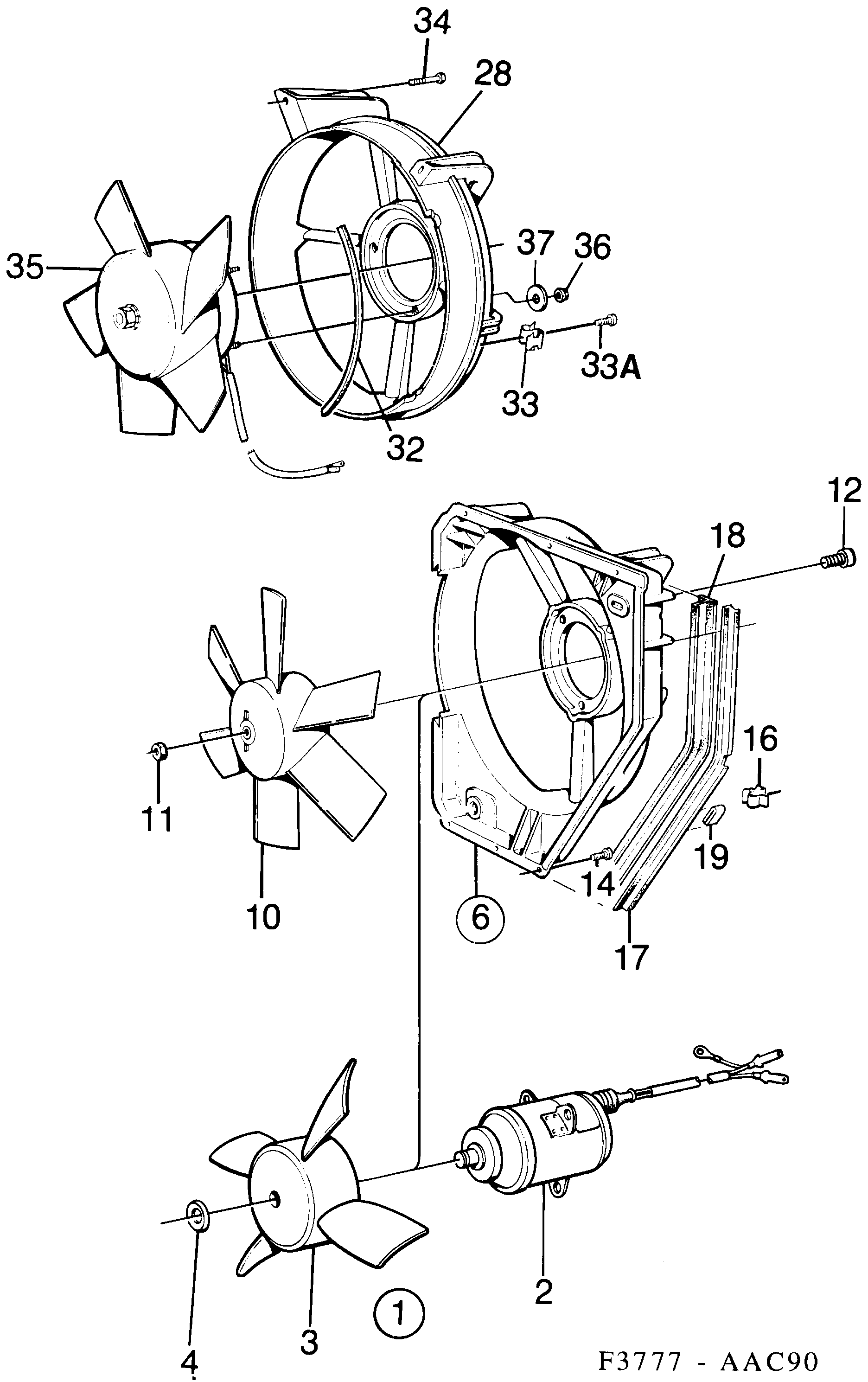 Saab 900 Fan, etc diagram
