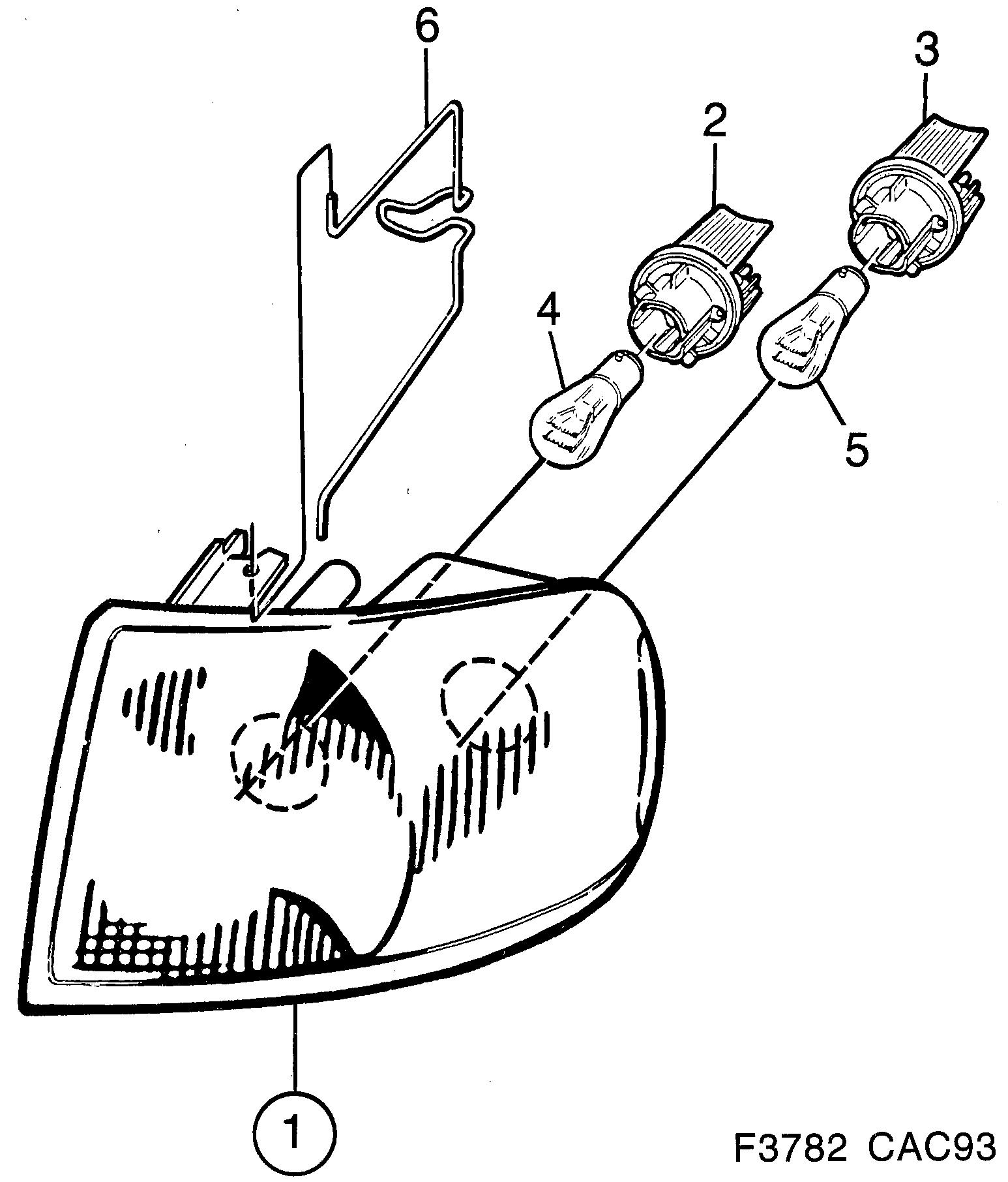 Saab 9000 Lamp cluster diagram