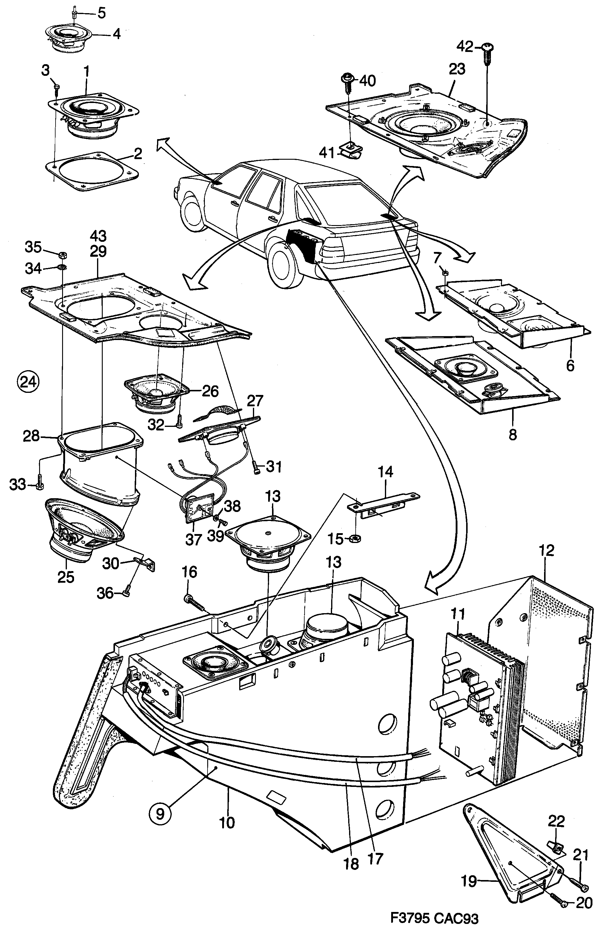 Saab 9000 Loudspeaker diagram