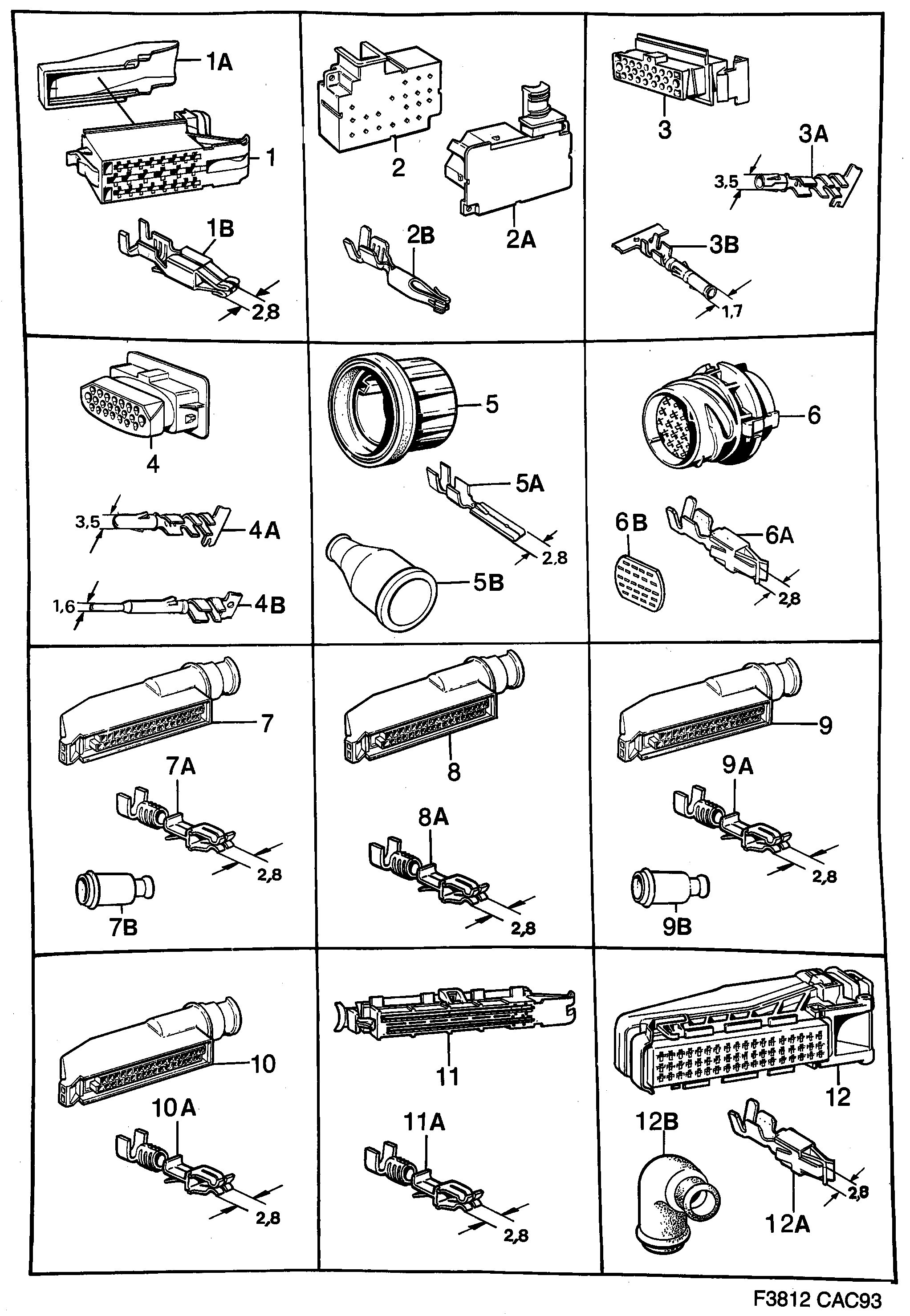 Saab 9000 Connector housing etc diagram
