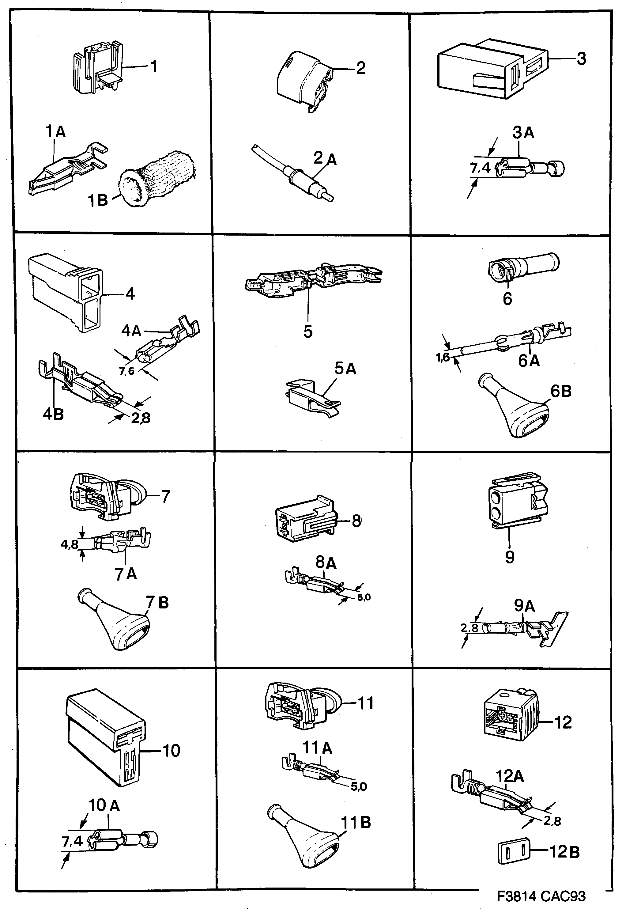 Saab 9000 Connector housing etc diagram