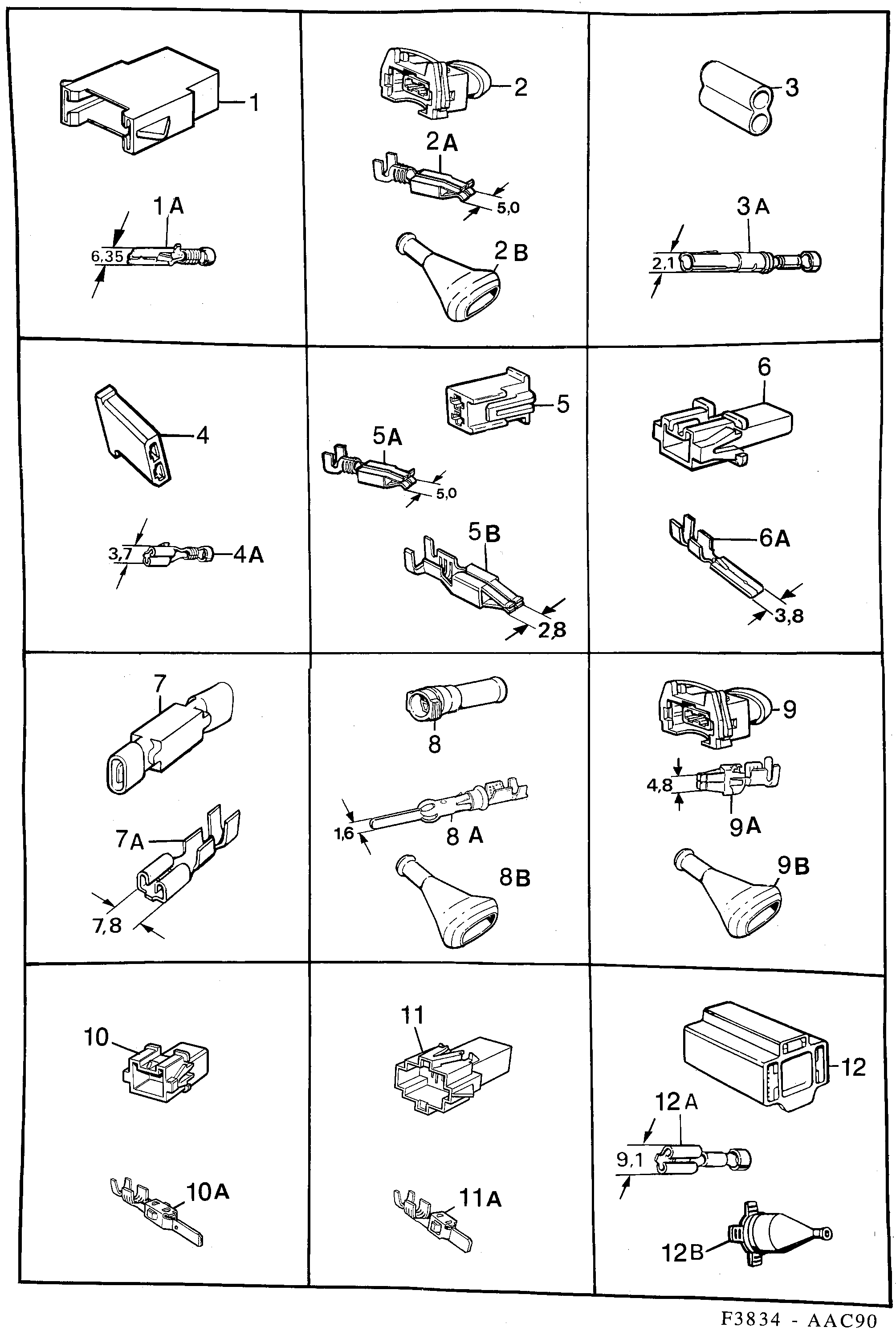 Saab 900 Connector housing etc diagram