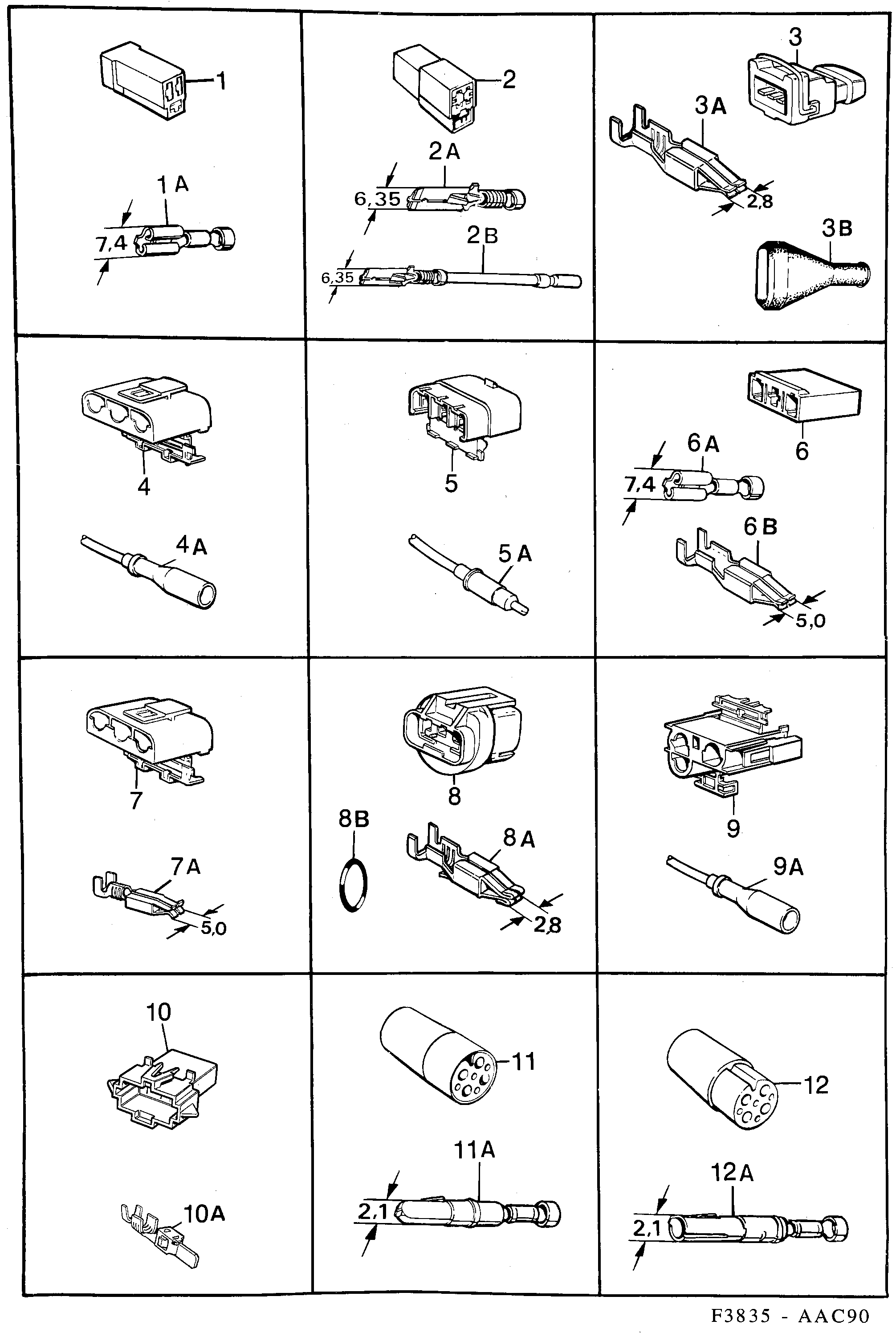Saab 900 Connector housing etc diagram