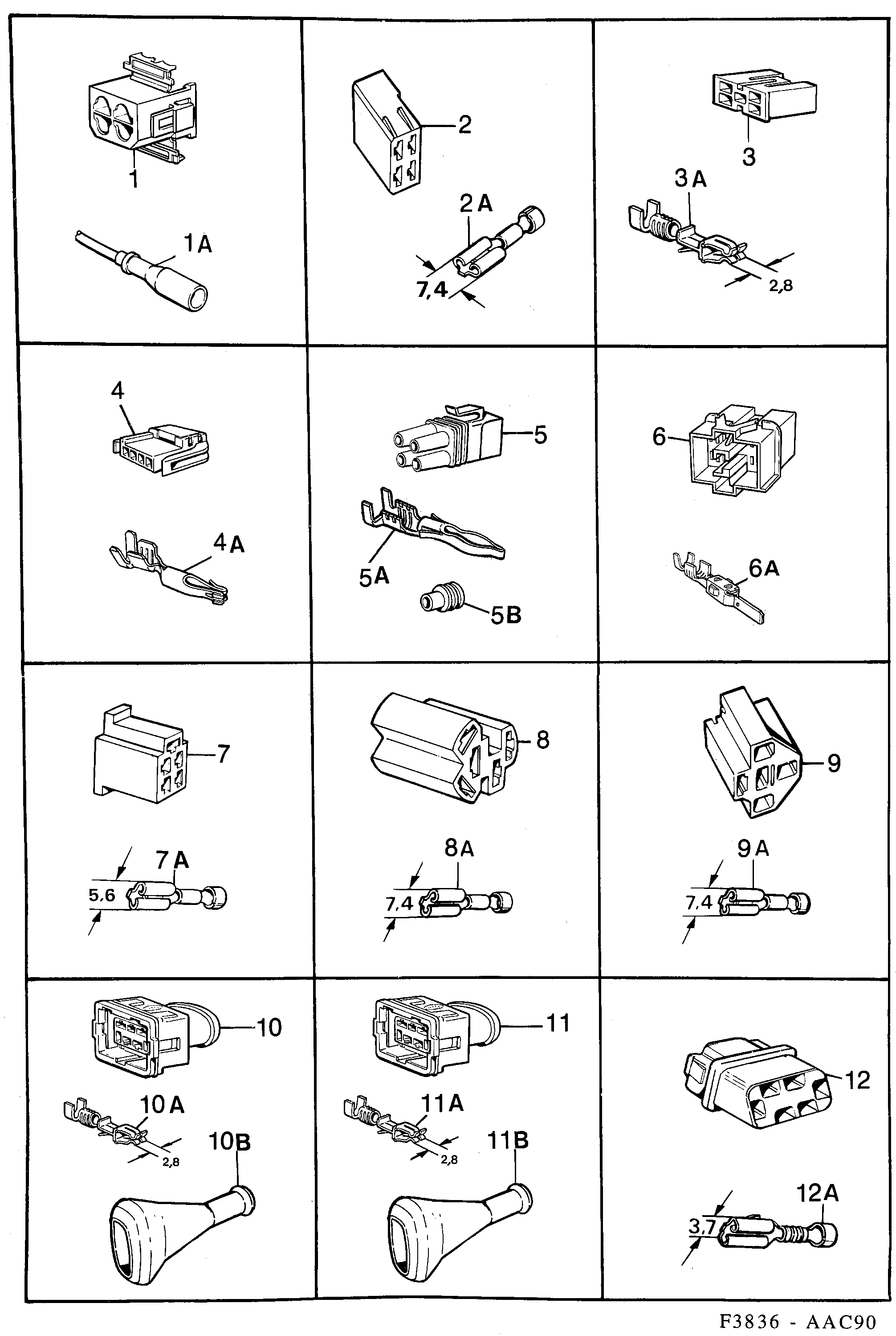 Saab 900 Connector housing etc diagram