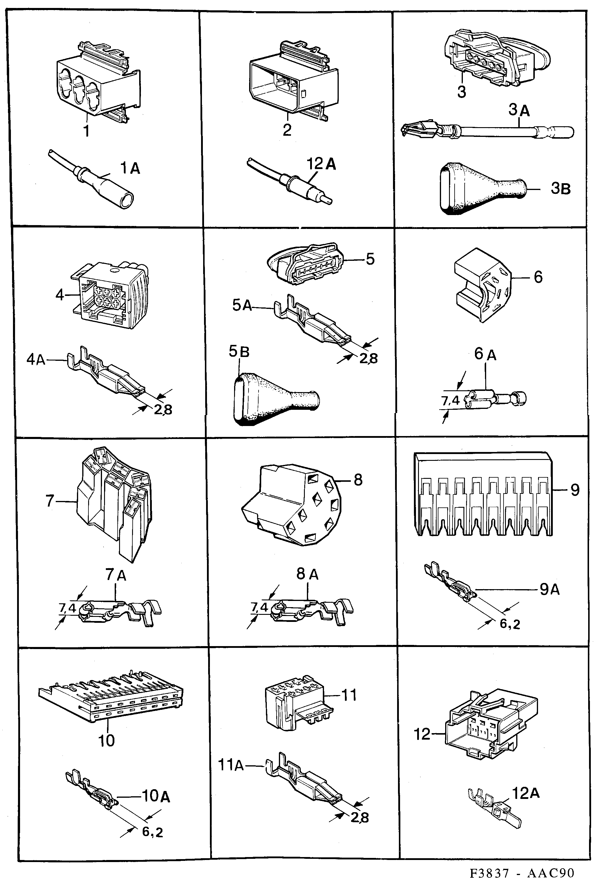 Saab 900 Connector housing etc diagram