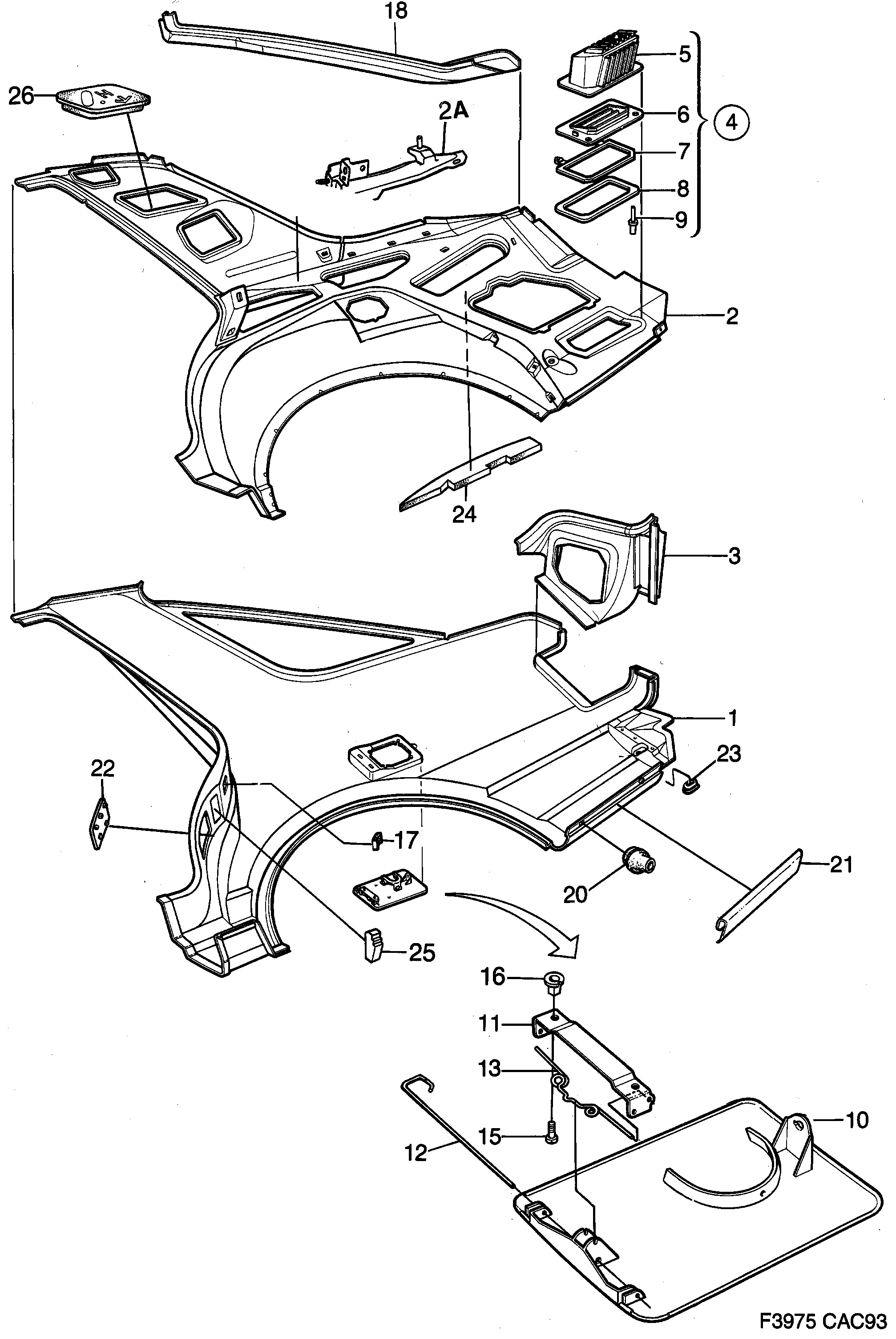 Saab 9000 Valance diagram