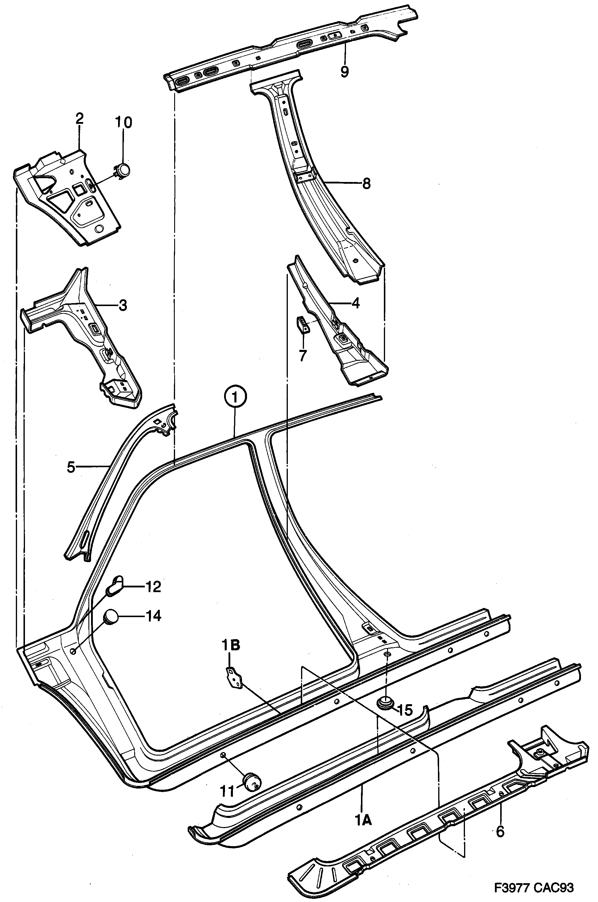 Saab 9000 Door frame diagram