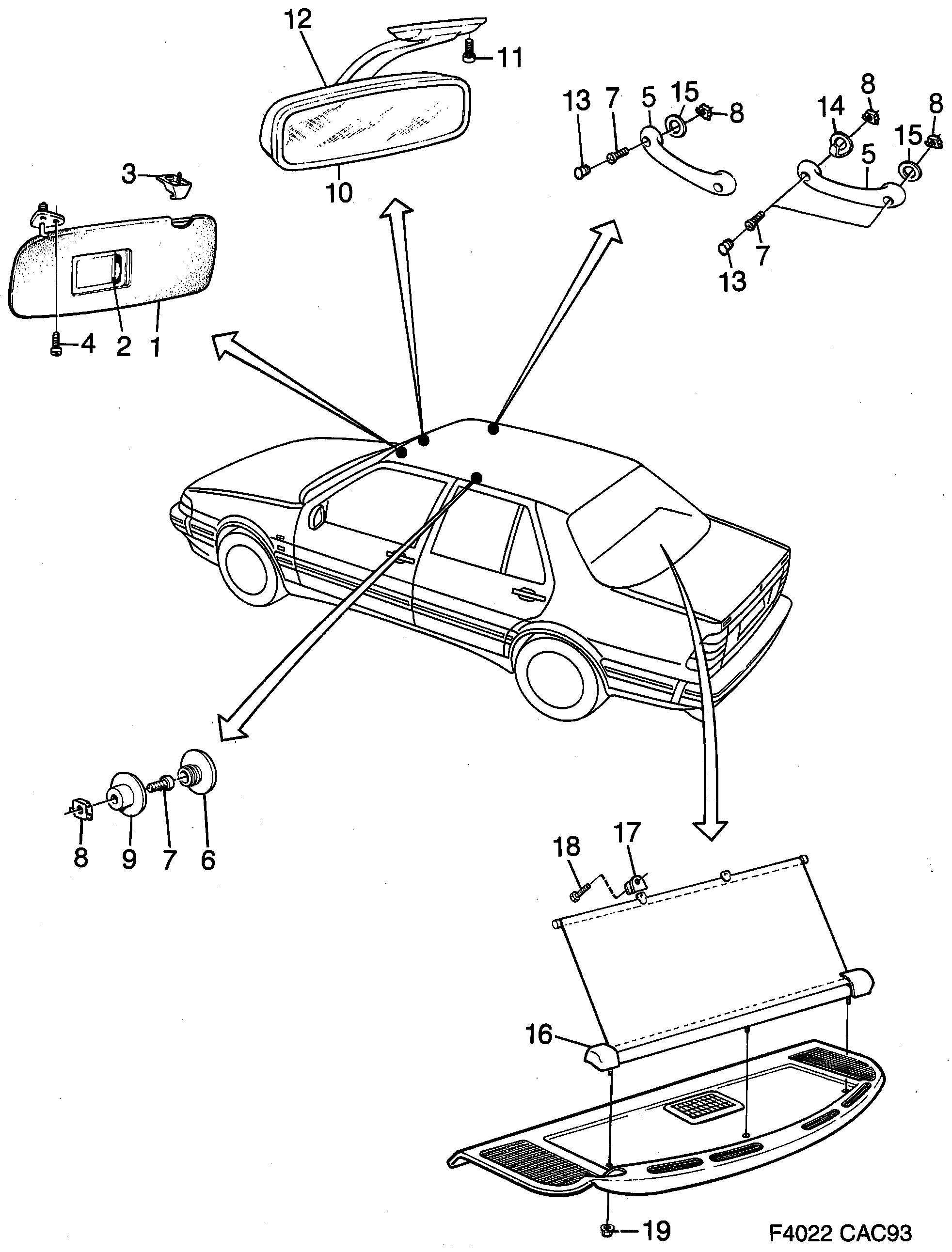 Saab 9000 Other interior equipment diagram