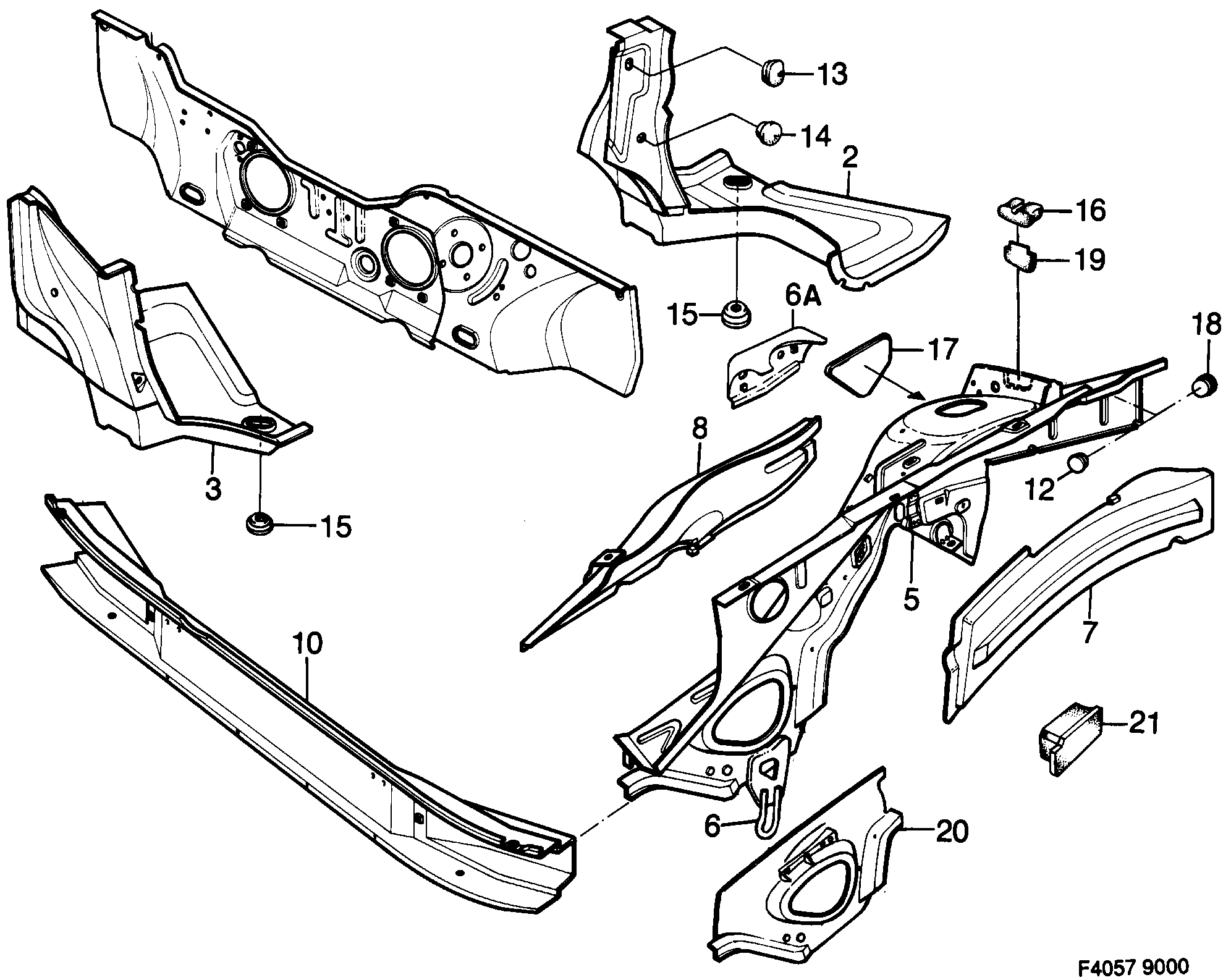 Saab 9000 Wheel housing, front diagram