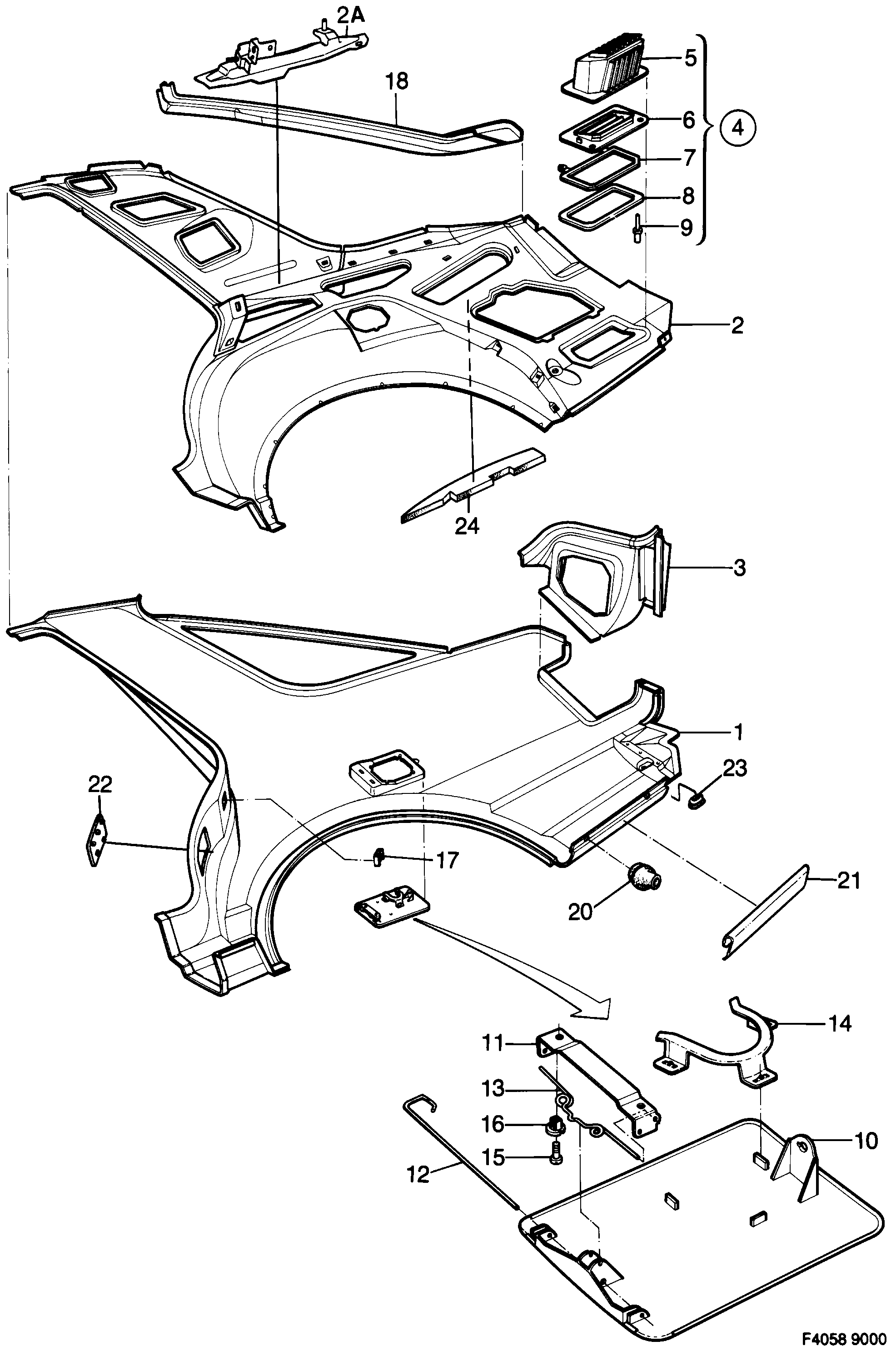 Saab 9000 Valance diagram