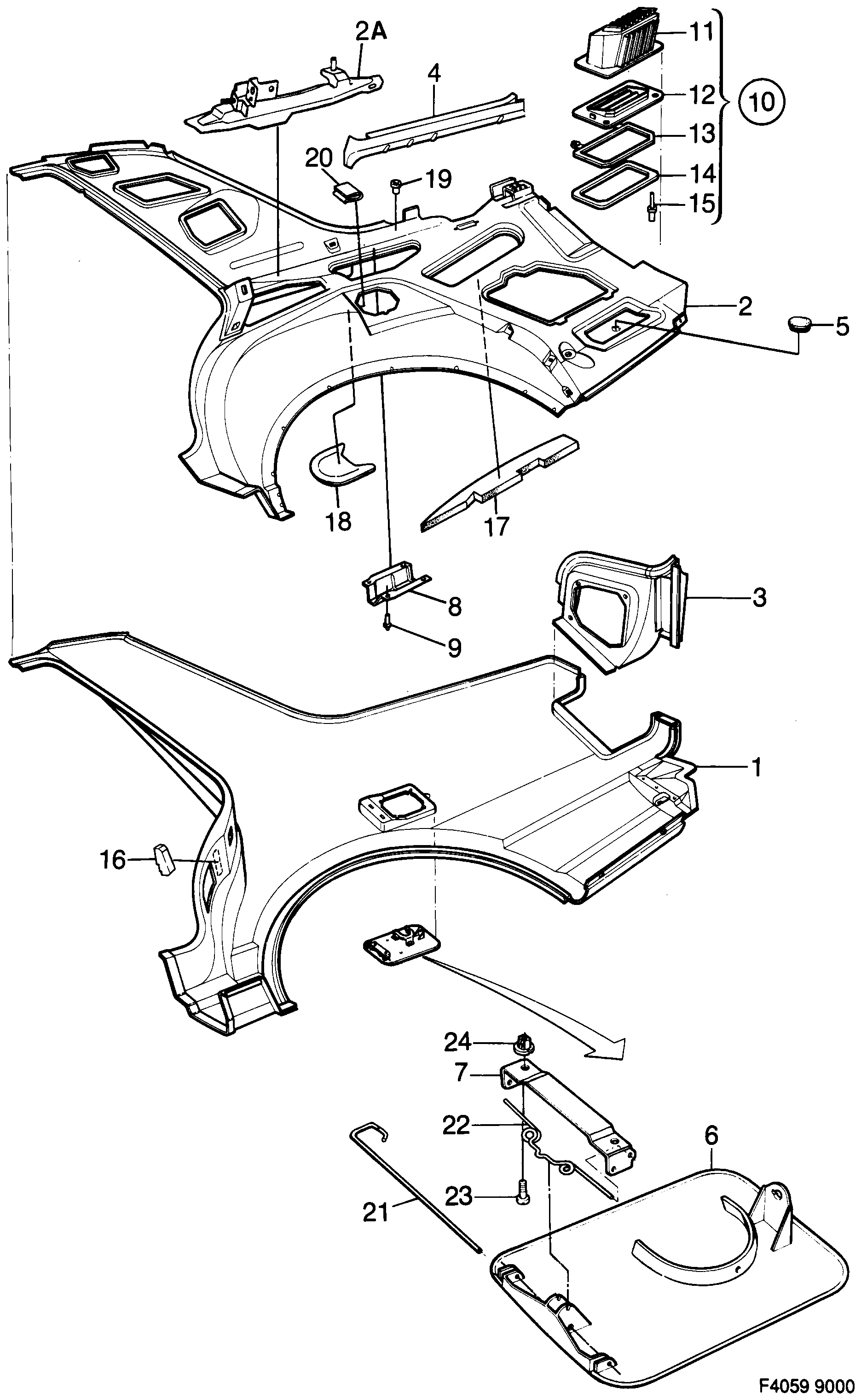 Saab 9000 Valance diagram