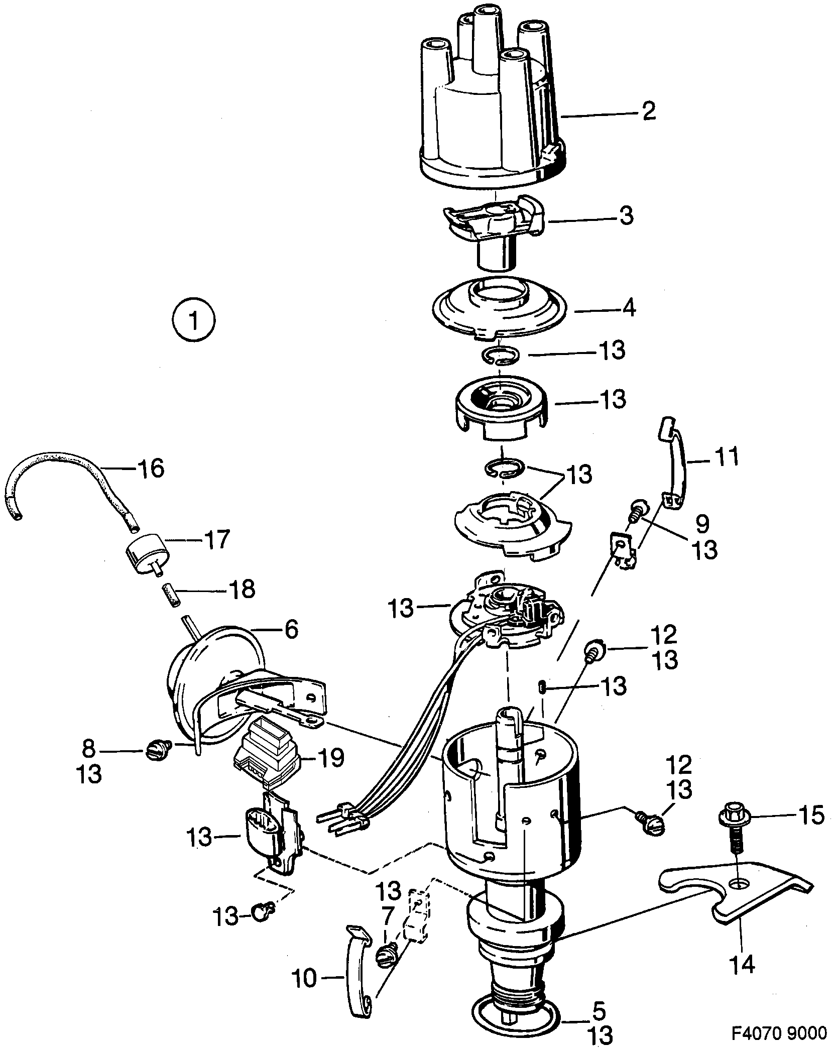 Saab 9000 Ignition distributor diagram