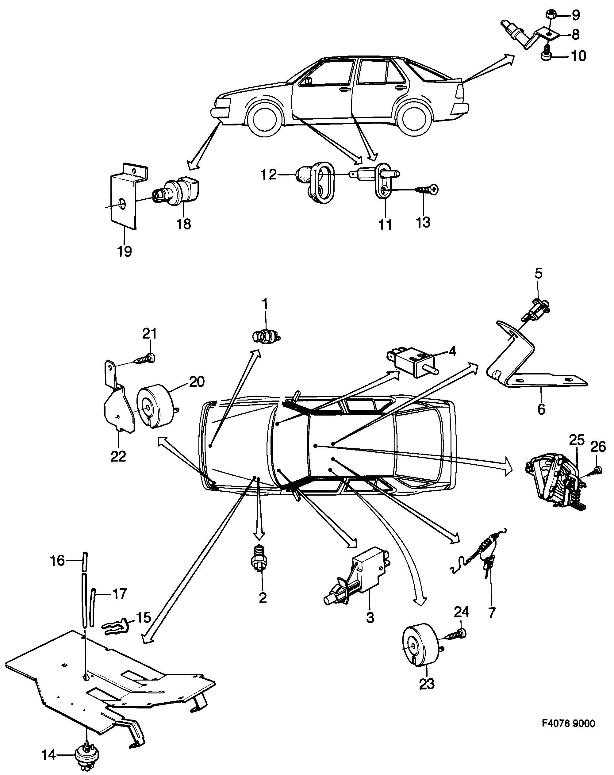 Saab 9000 Connectors sensor diagram