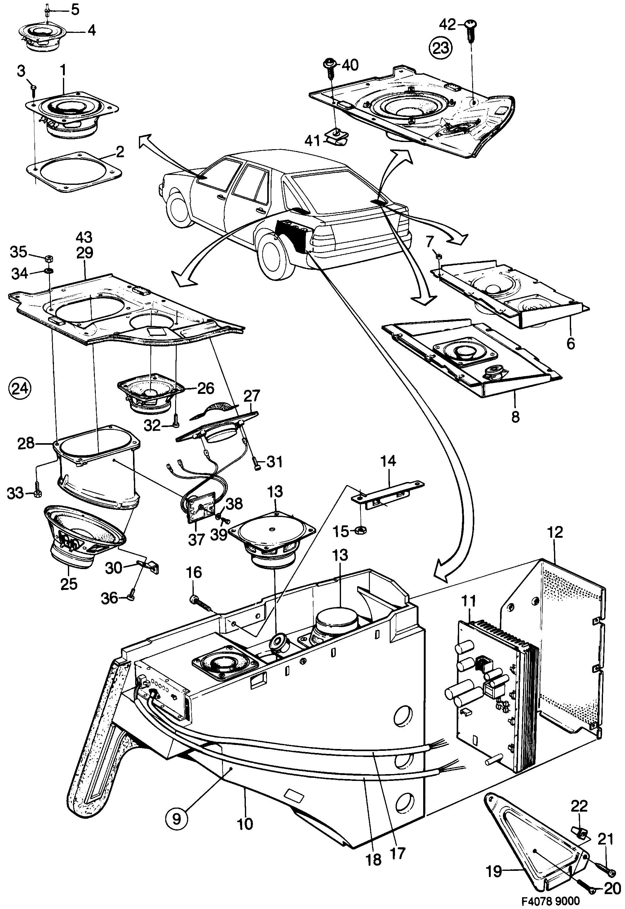 Saab 9000 Loudspeaker diagram