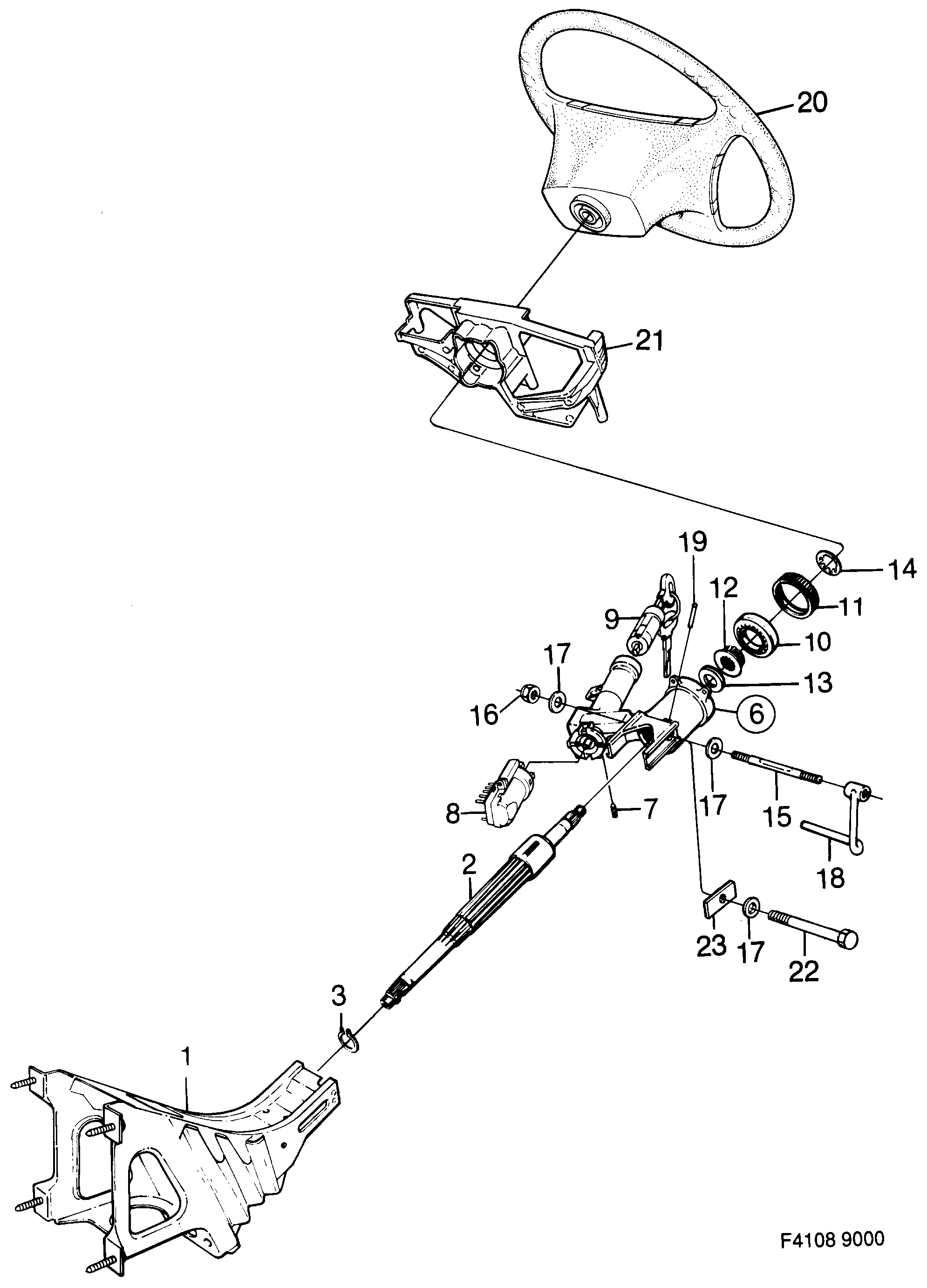 Saab 9000 Steering shaft diagram