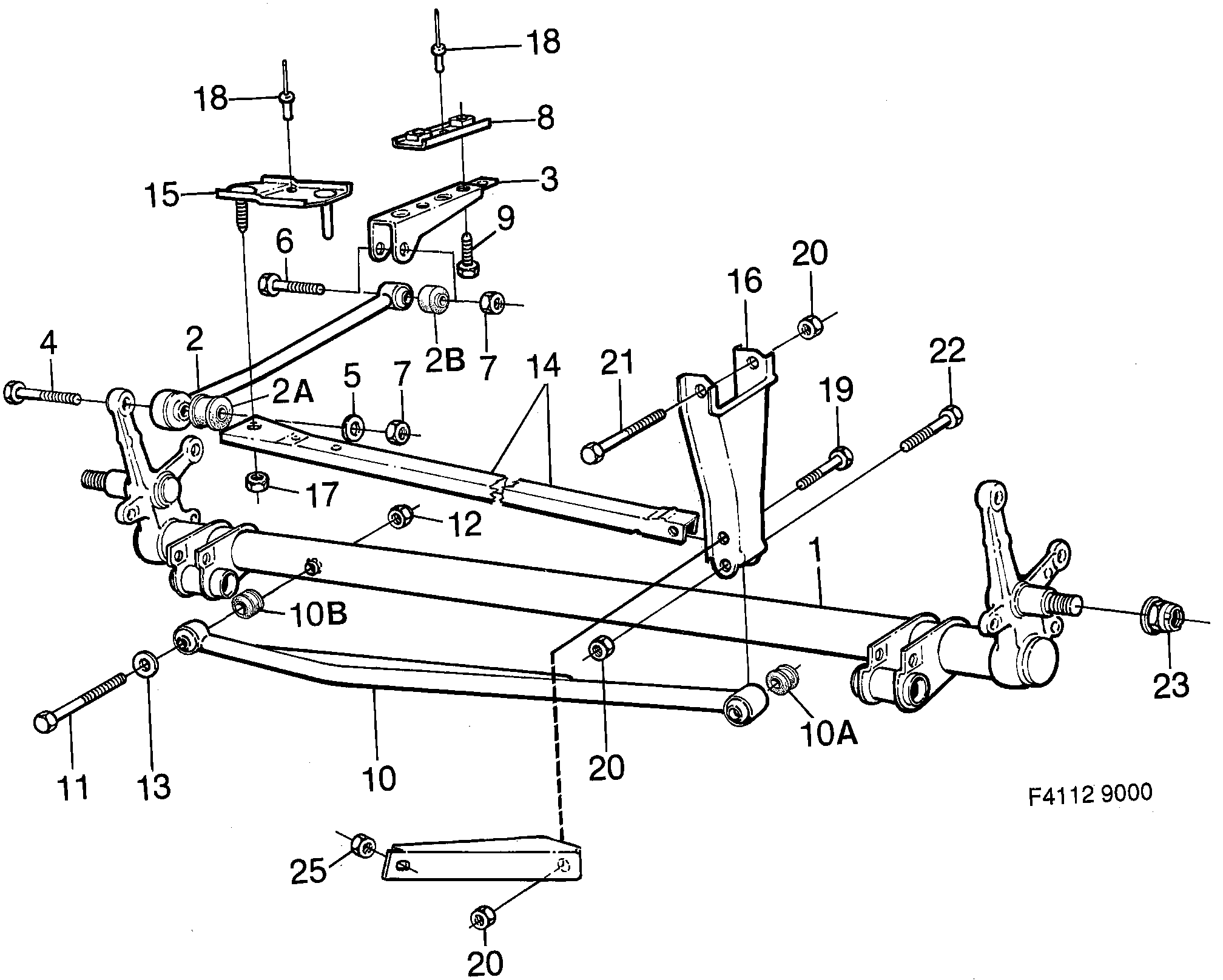 Saab 9000 Rear axle diagram